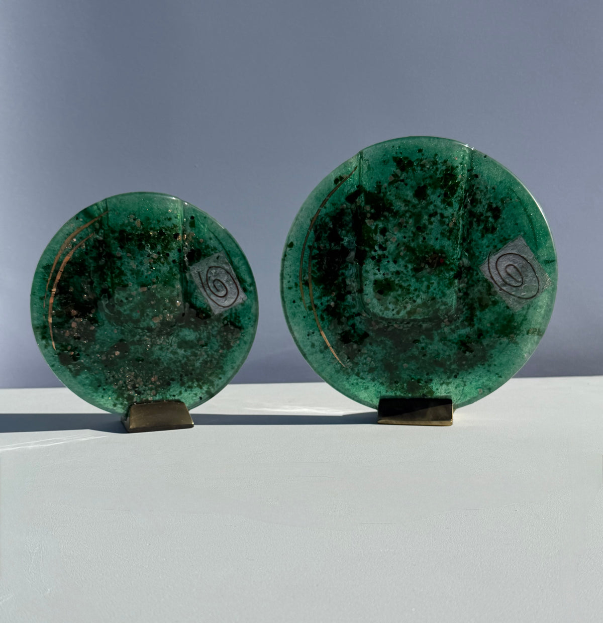Dark Green & Gold Round Mini Vase