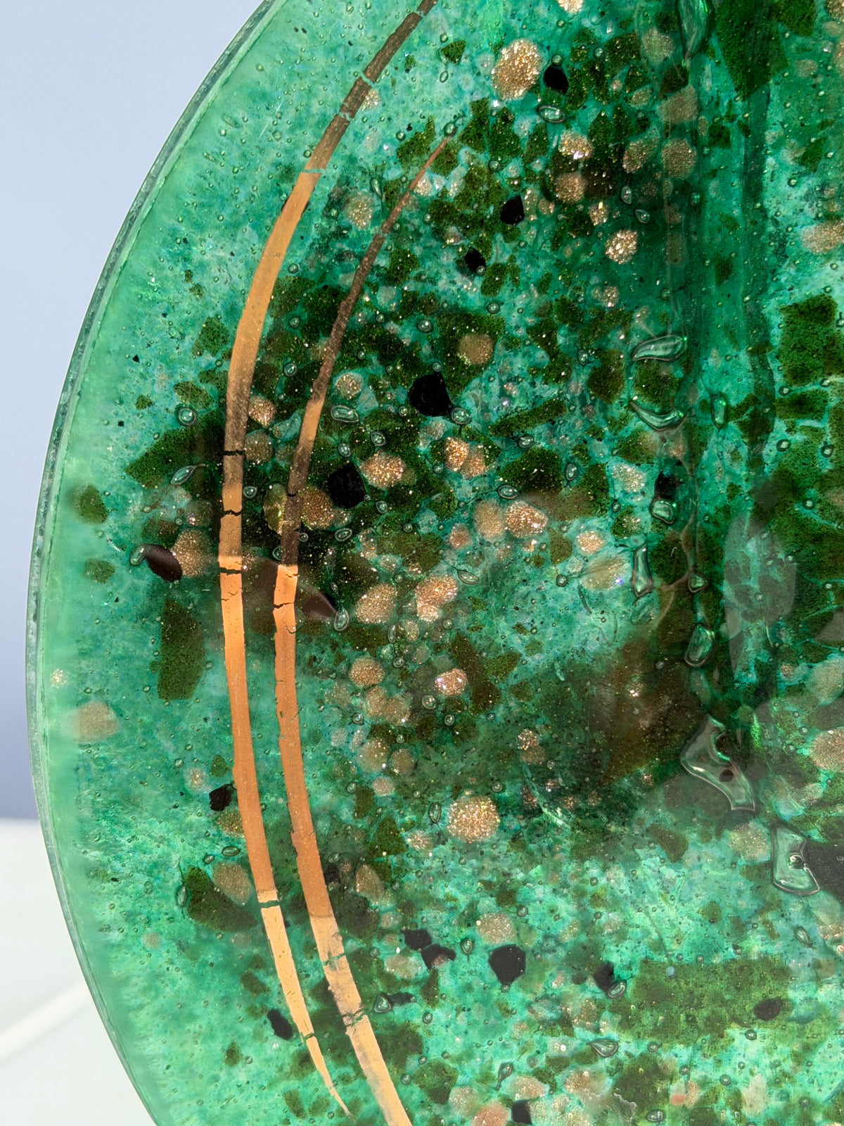 Dark Green & Gold Round Mini Vase
