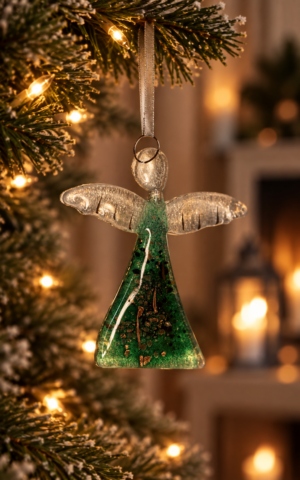 Angel - Dark Green & Gold (Hanging Decoration)