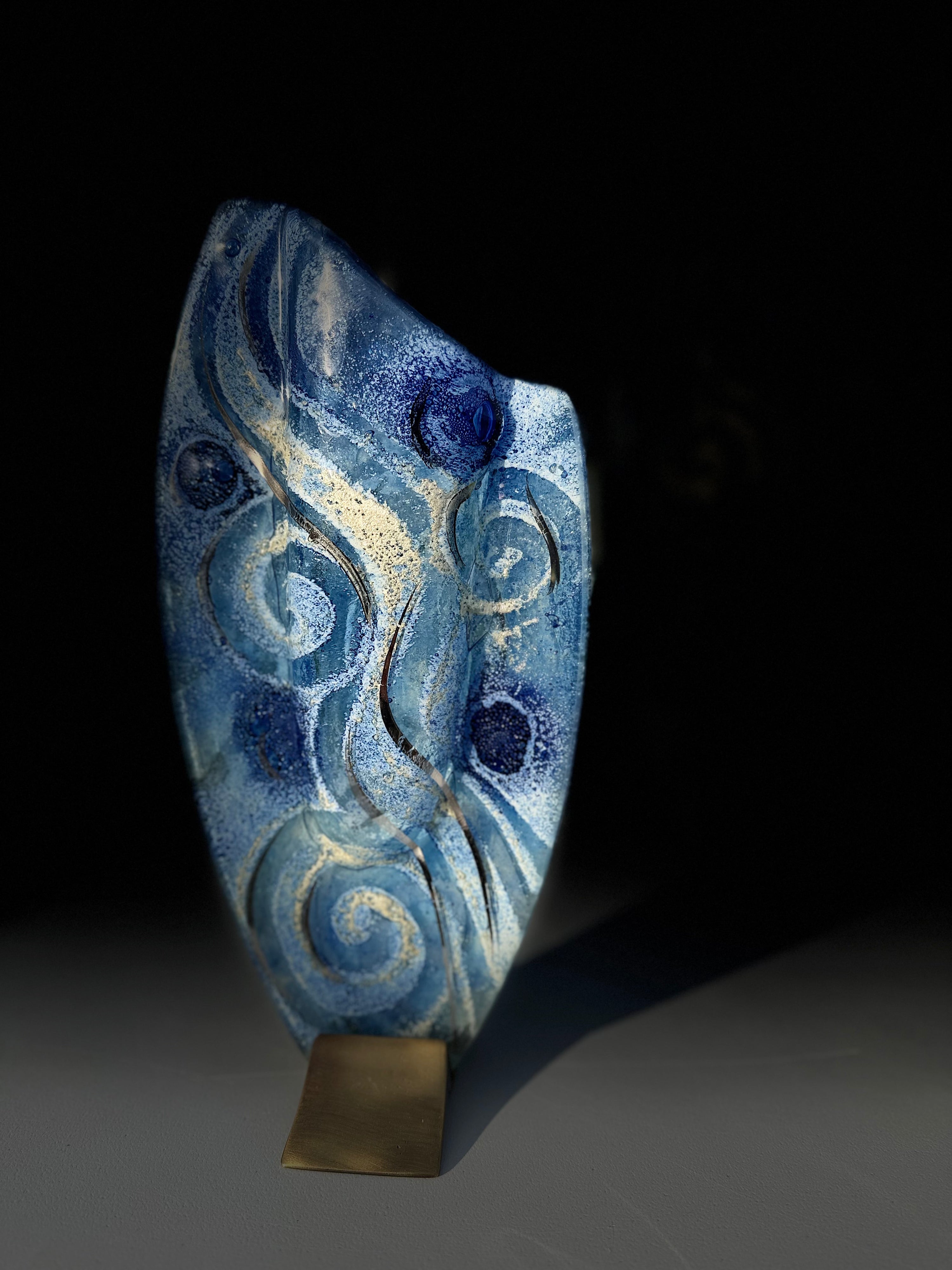 Crystal Blue Oval Vase