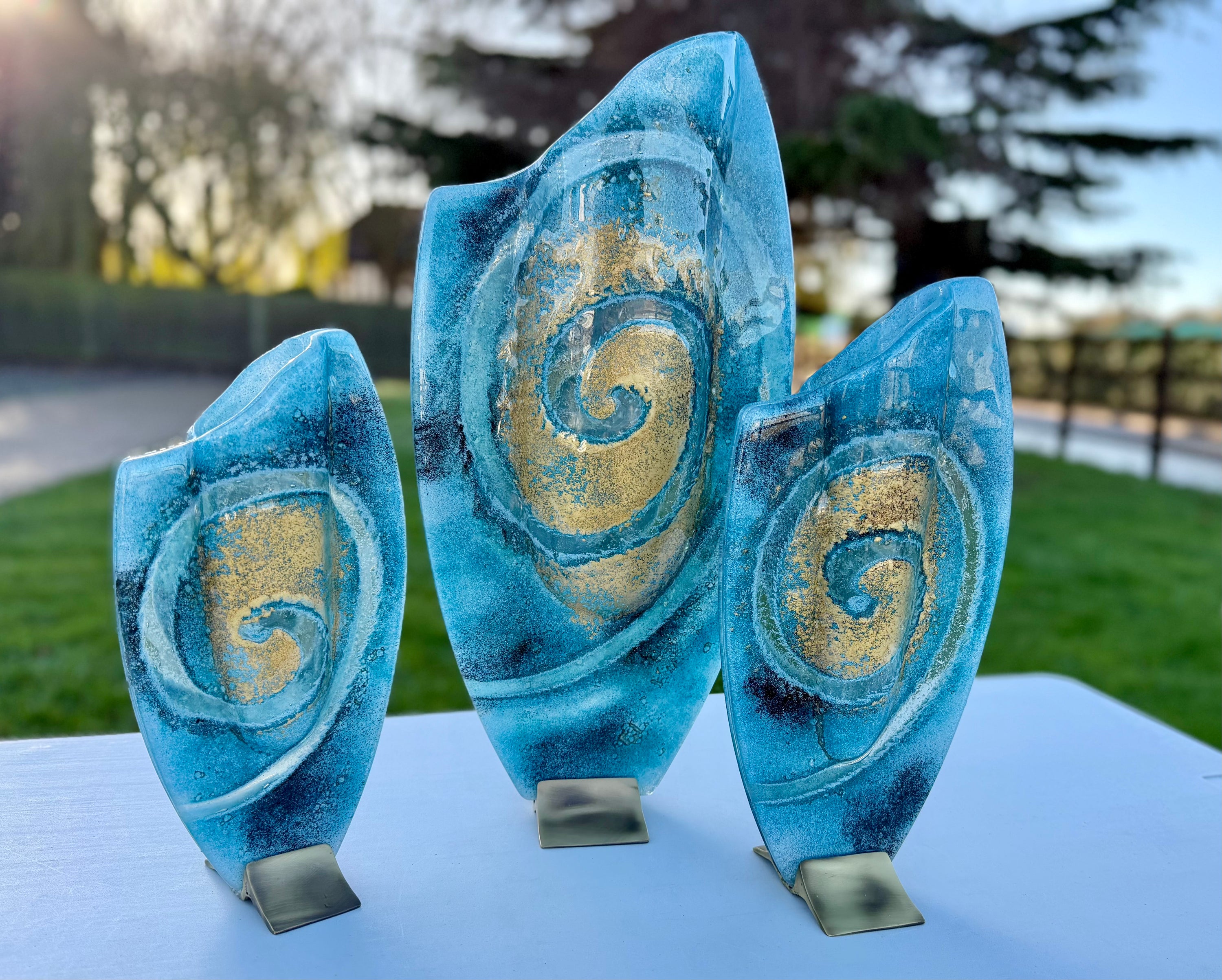 Blue & Gold Oval Vase