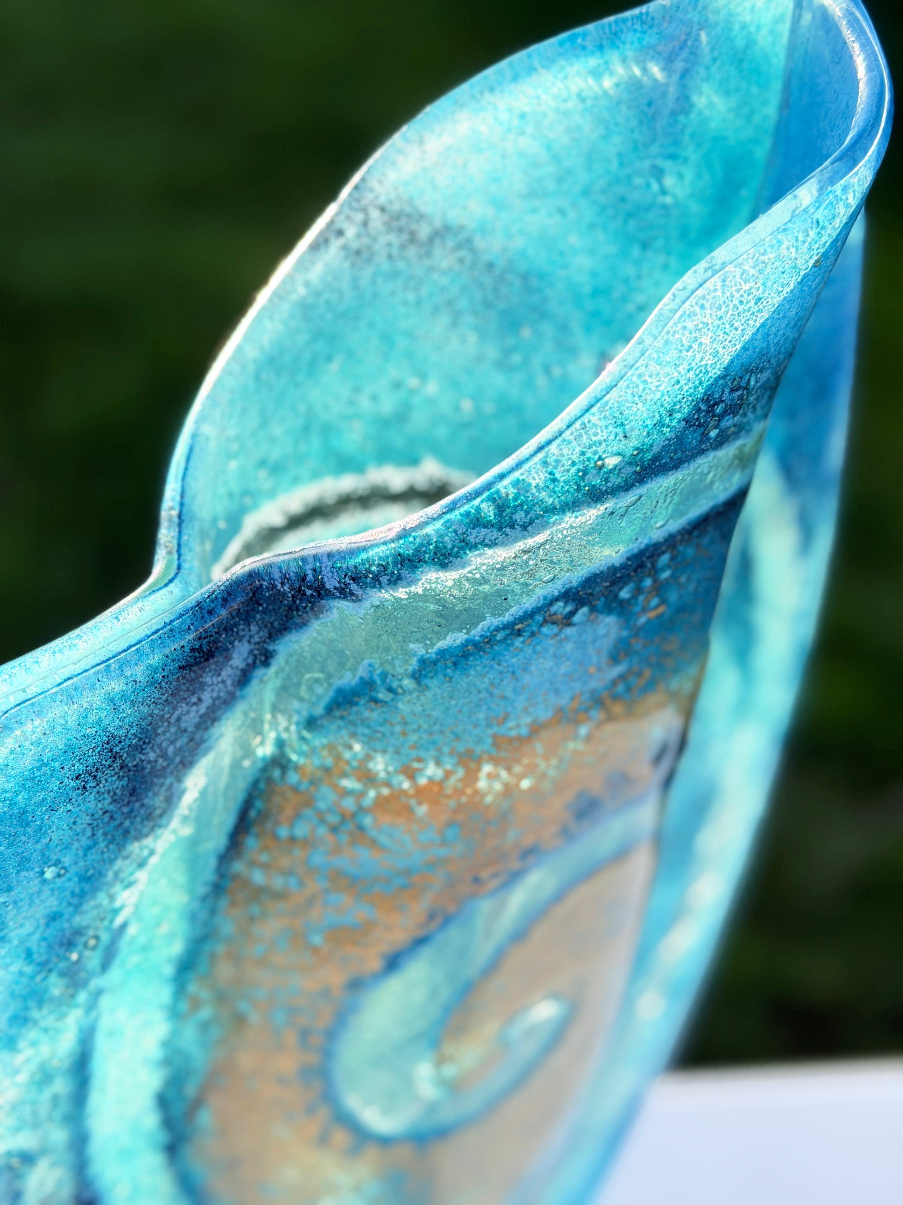 Blue & Gold Oval Vase