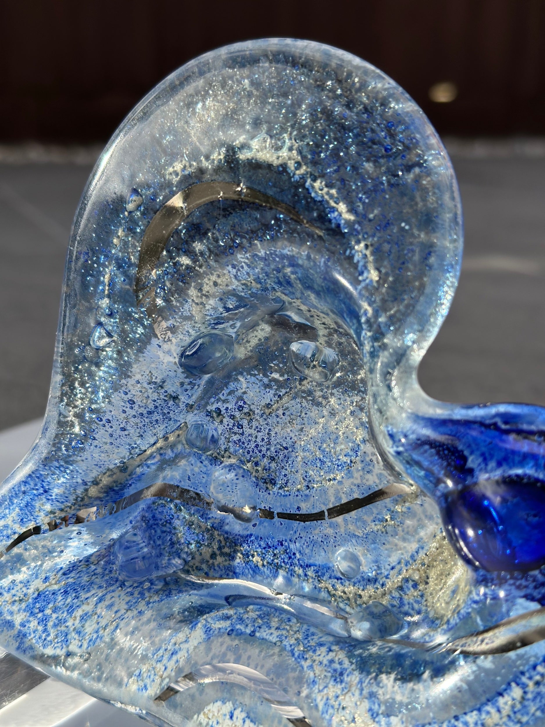 Crystal Blue Heart Tealight Dish