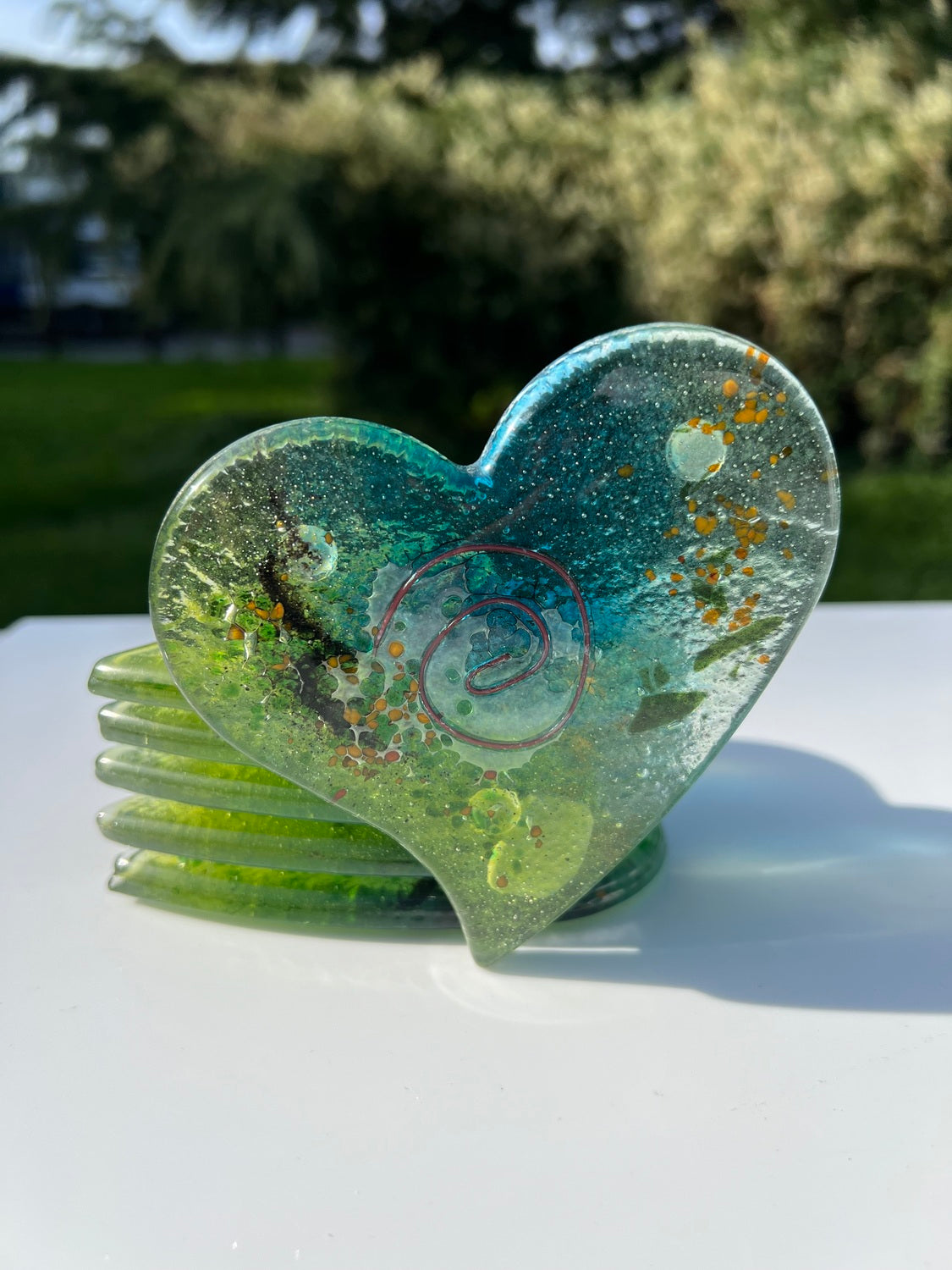 Light Green Aqua Coasters (Heart)