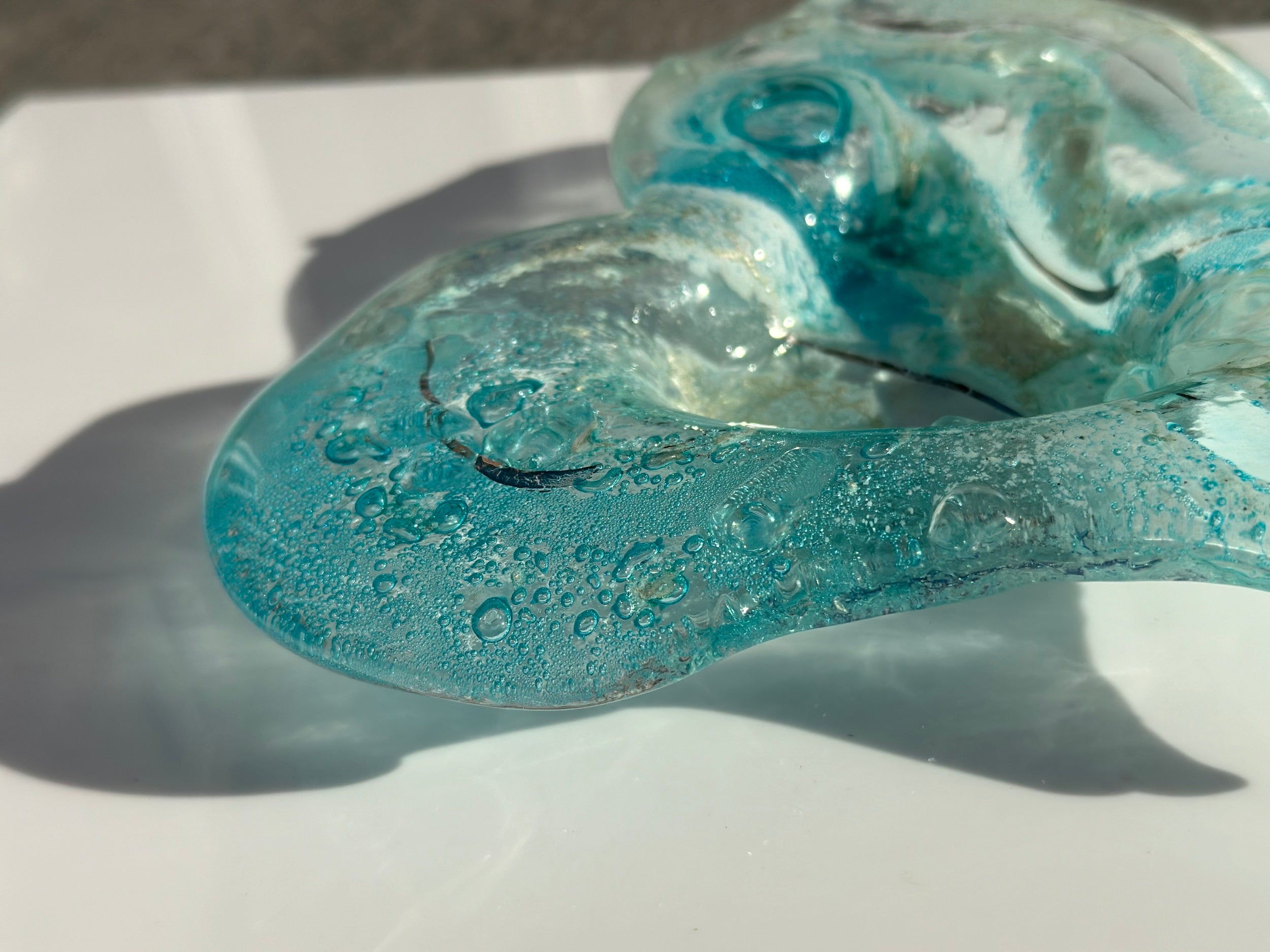 Crystal Aqua Heart Tealight Dish