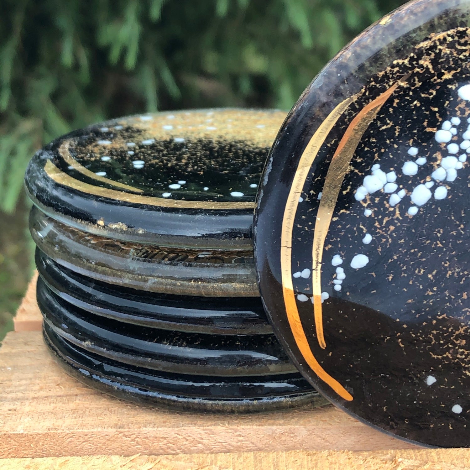 Black and Gold Coaster (Round)