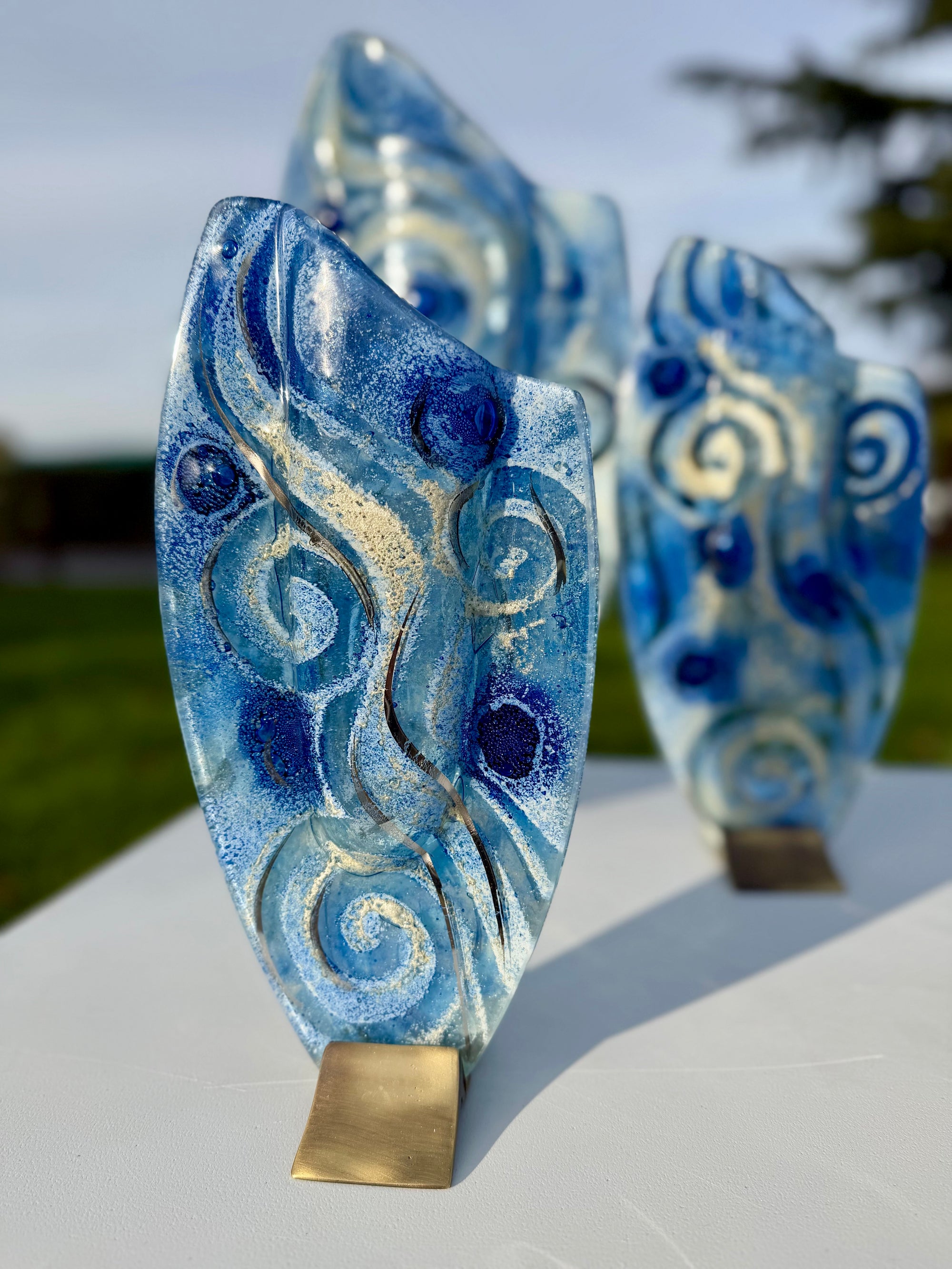 Crystal Blue Oval Vase