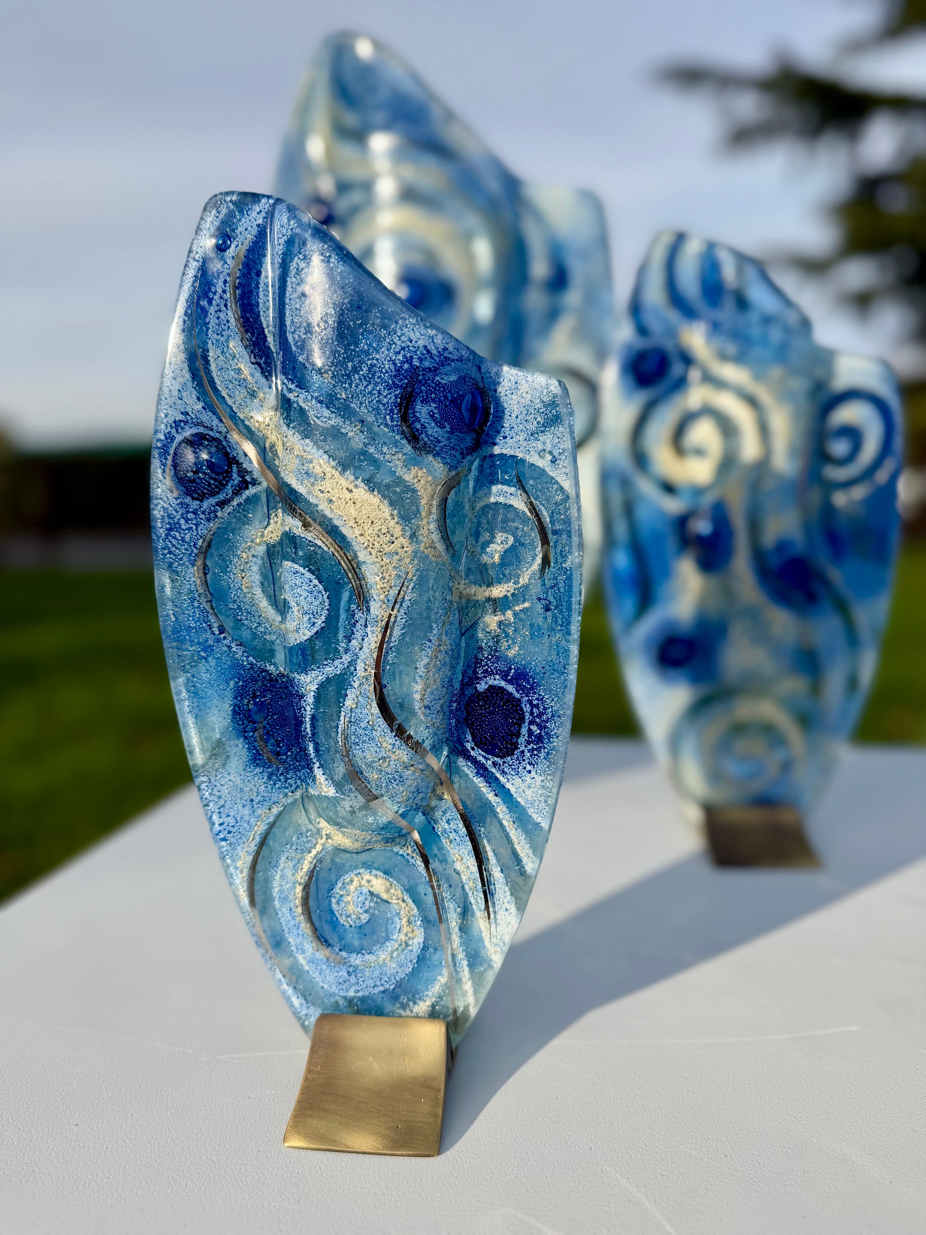 Crystal Blue Oval Vase