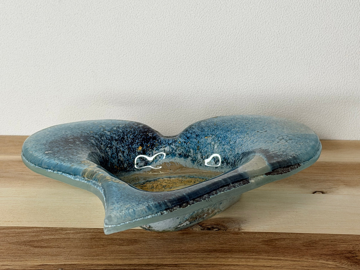 Blue & Gold Heart Tealight Dish