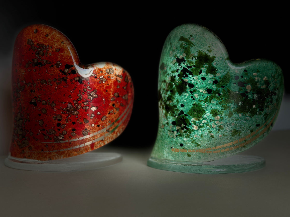 Red & Platinum Heart Shaped Tealight Holder