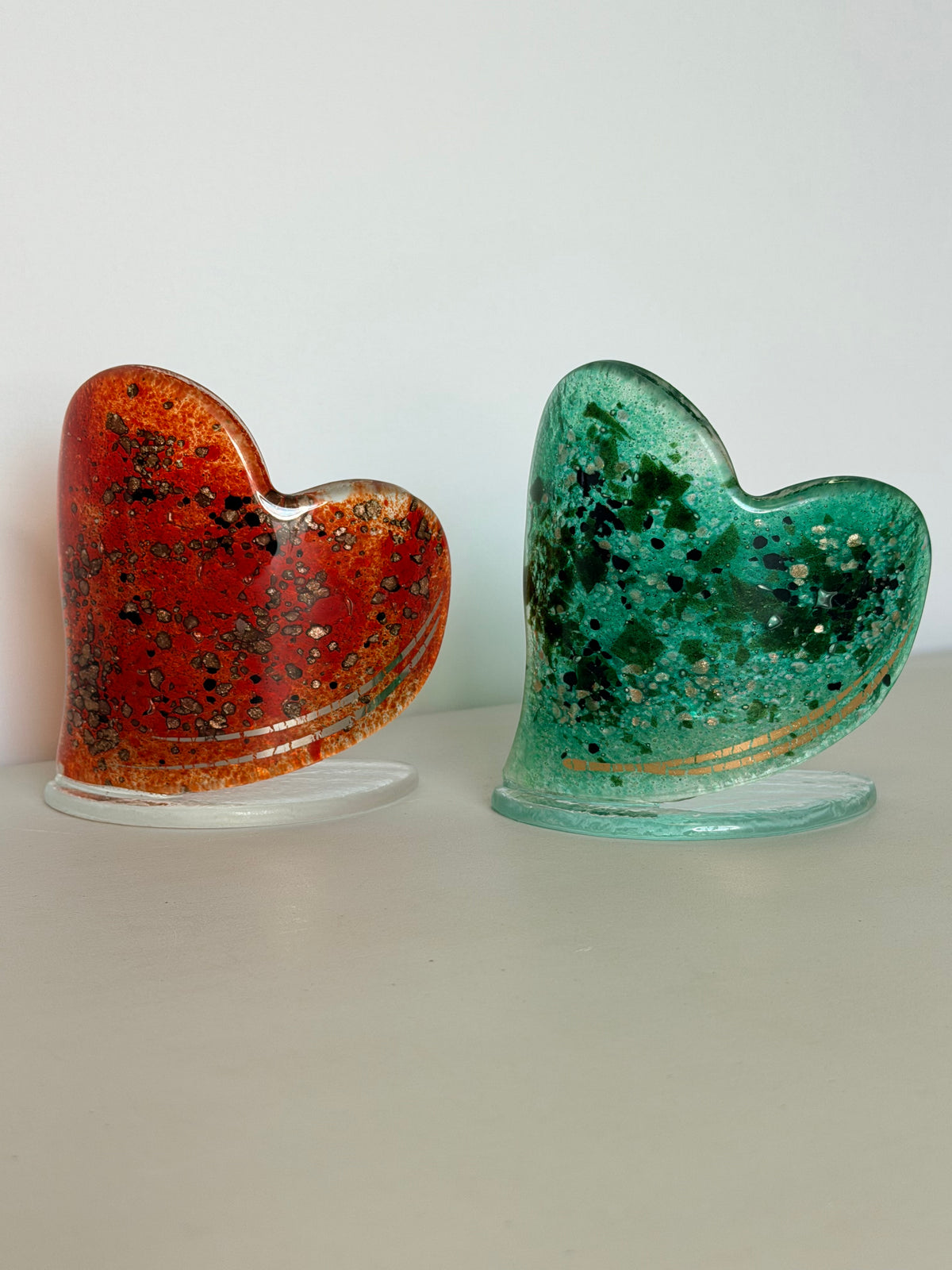 Red & Platinum Heart Shaped Tealight Holder