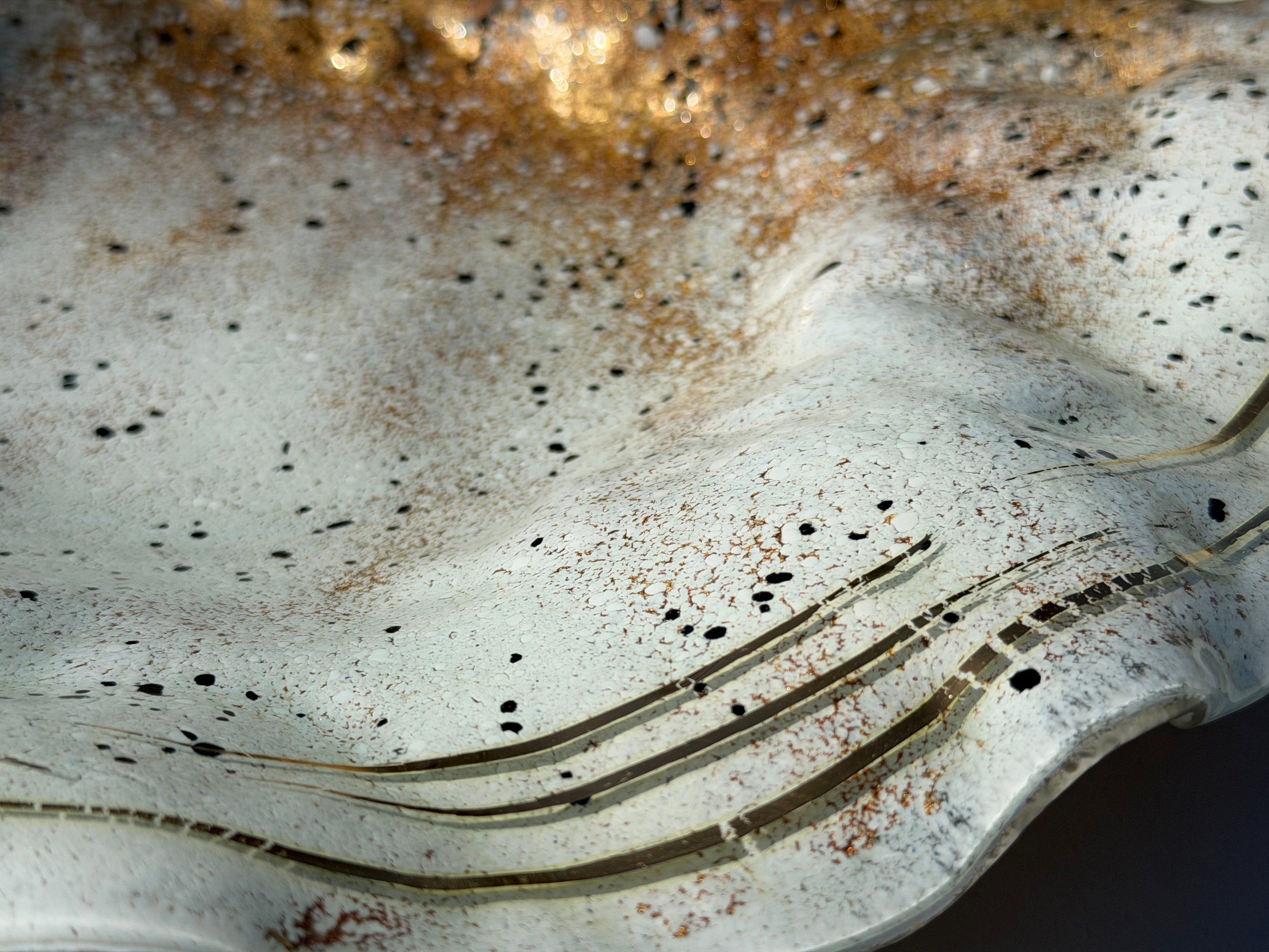 Golden Frost Fused Glass Round Plate