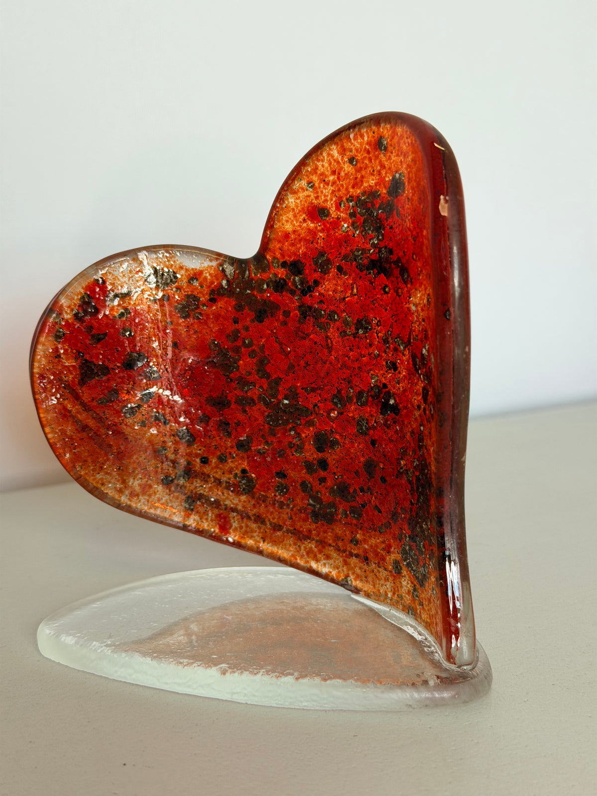 Red & Platinum Heart Shaped Tealight Holder