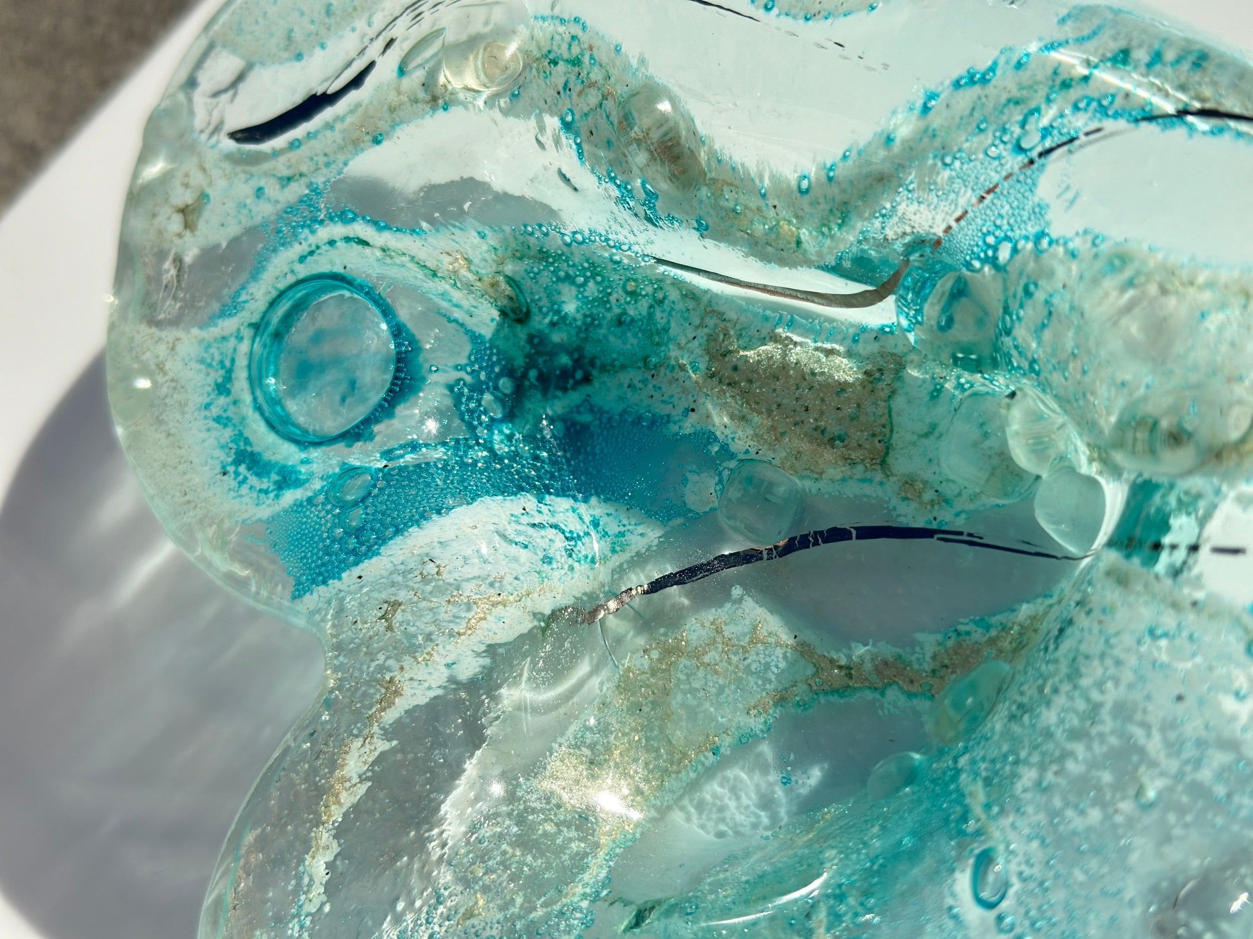 Crystal Aqua Heart Tealight Dish