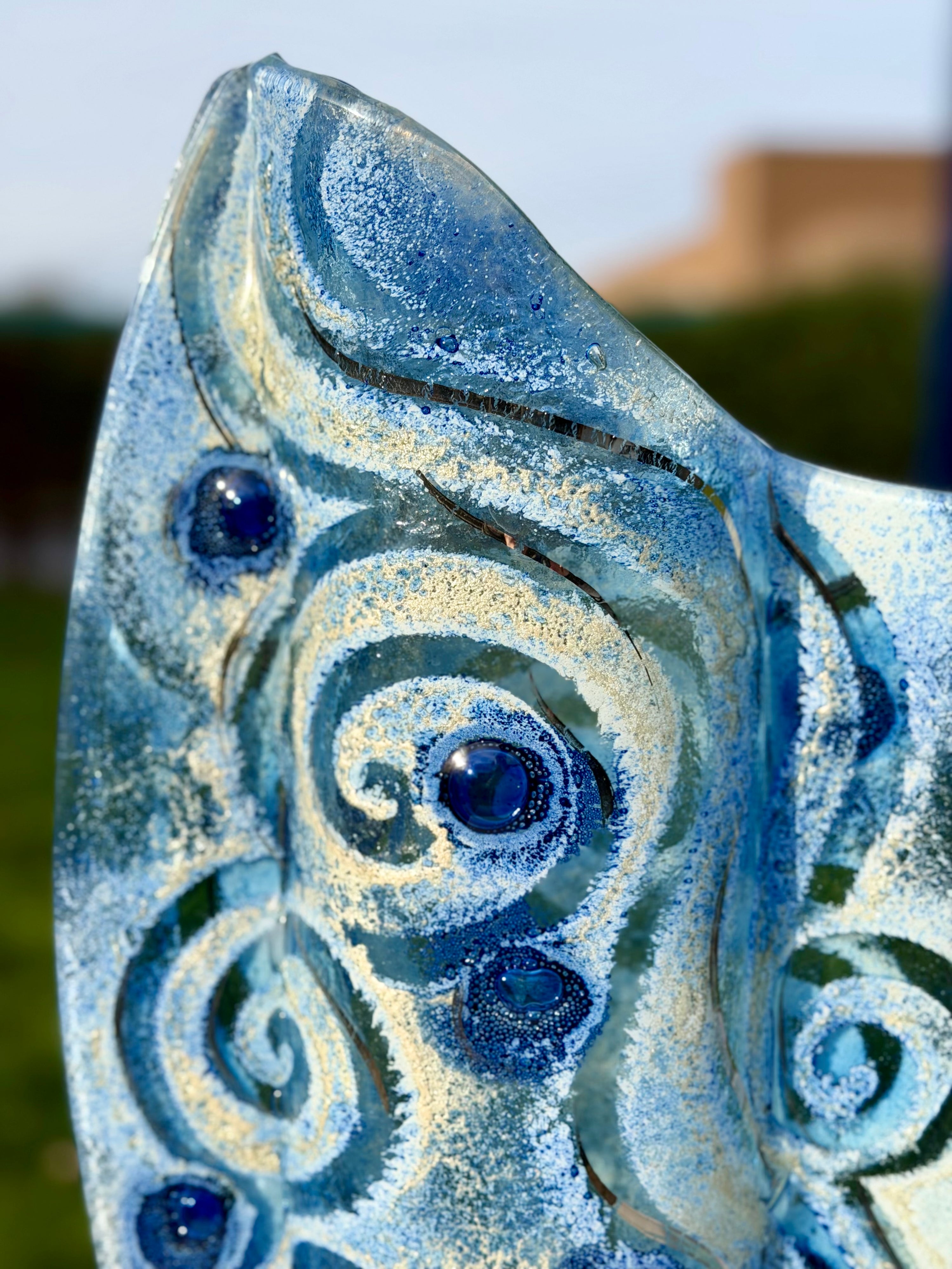 Crystal Blue Oval Vase