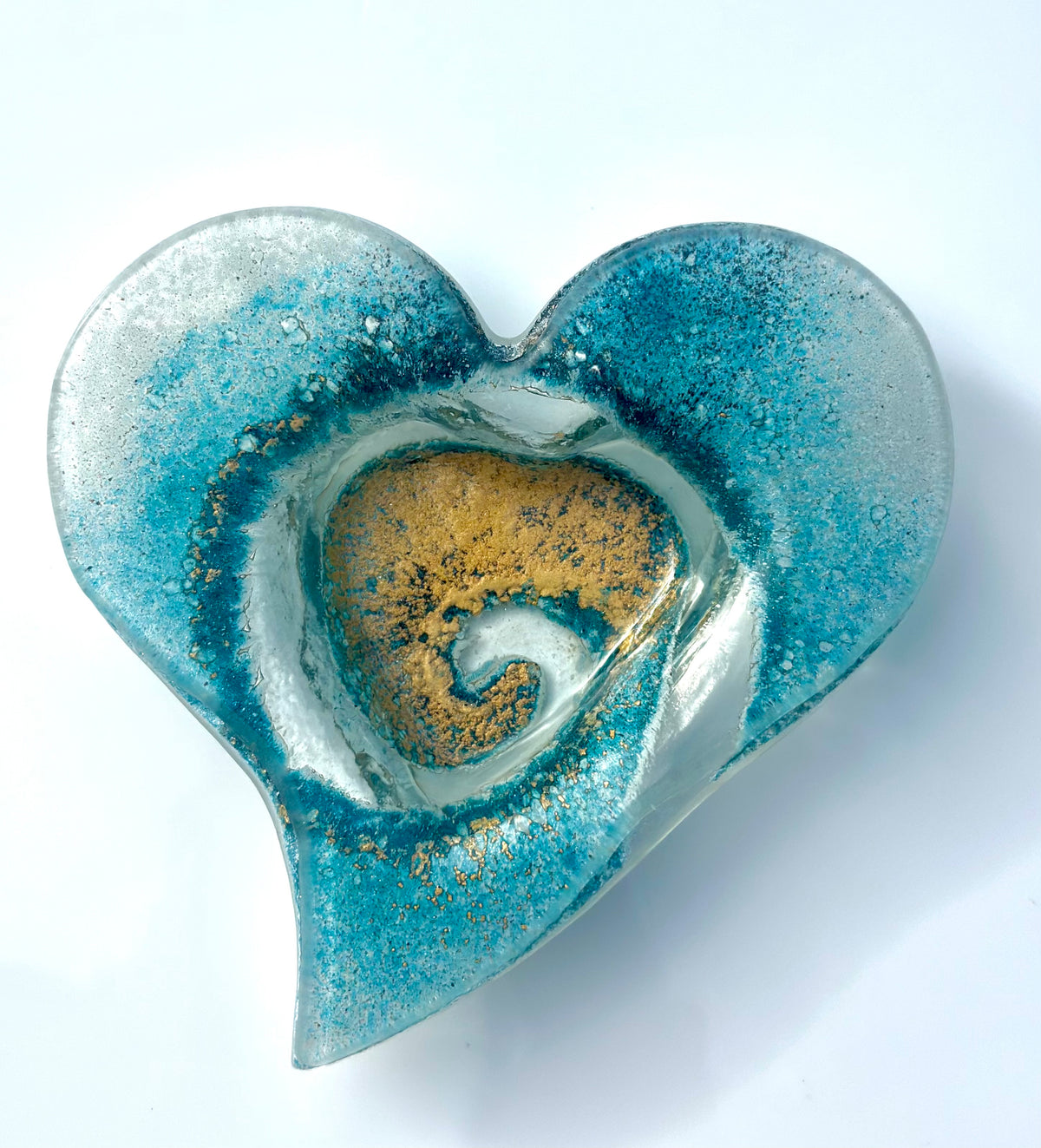 Blue & Gold Heart Tealight Dish