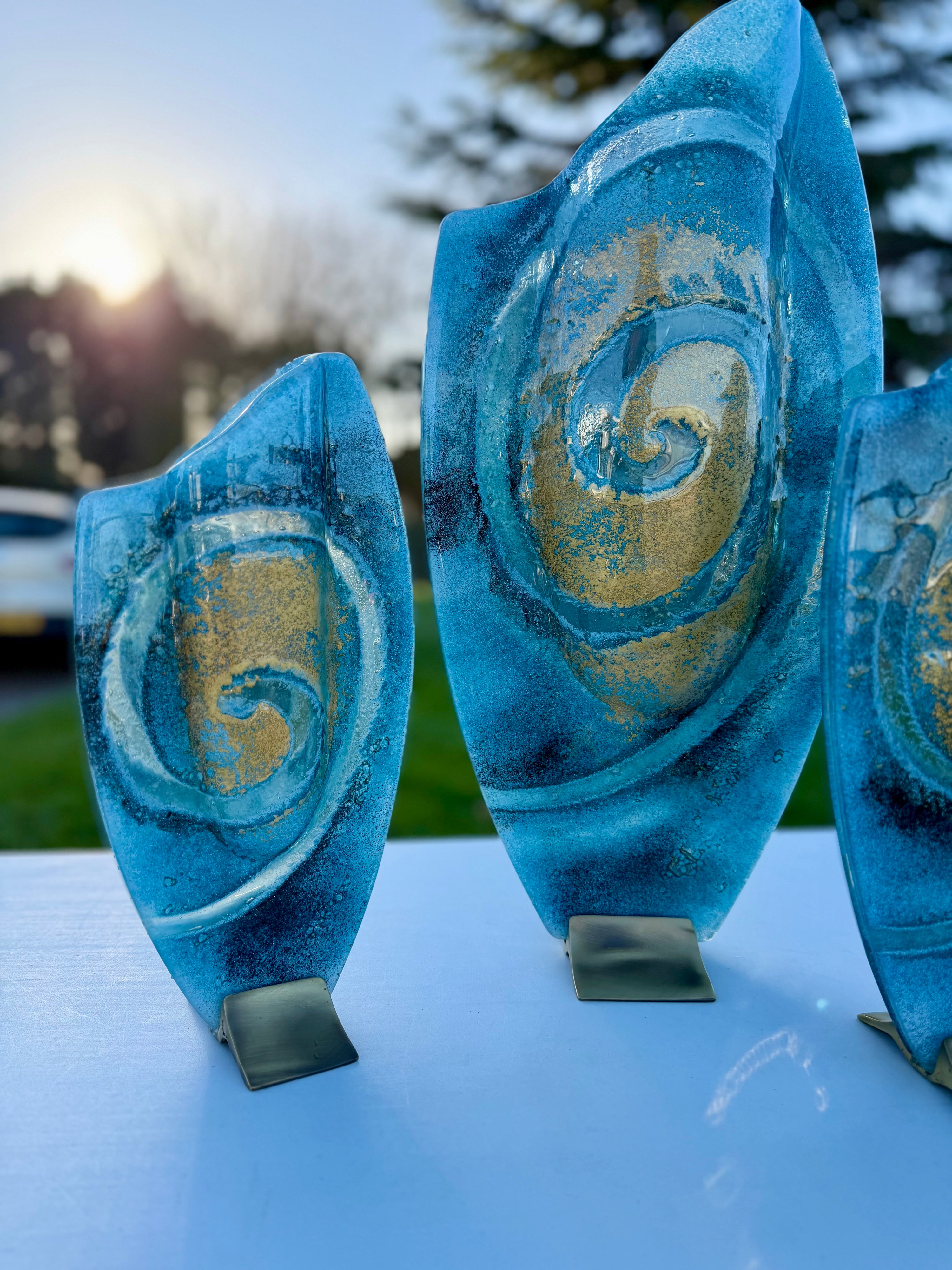 Blue & Gold Oval Vase