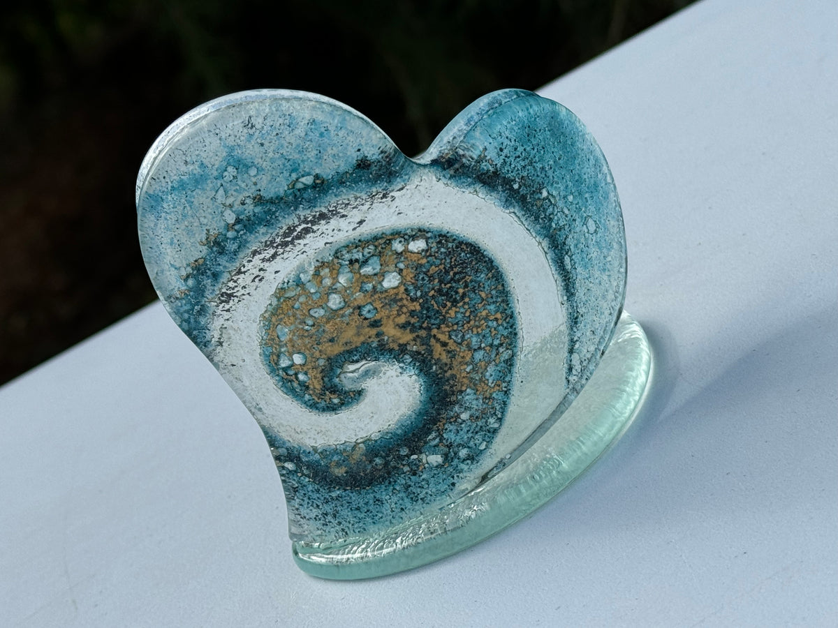 Blue & Gold Heart Shaped Tealight Holder