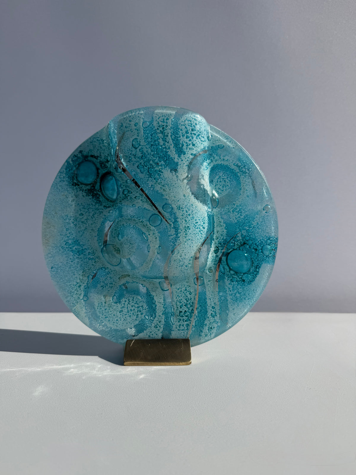 Crystal Aqua Round Mini Vase
