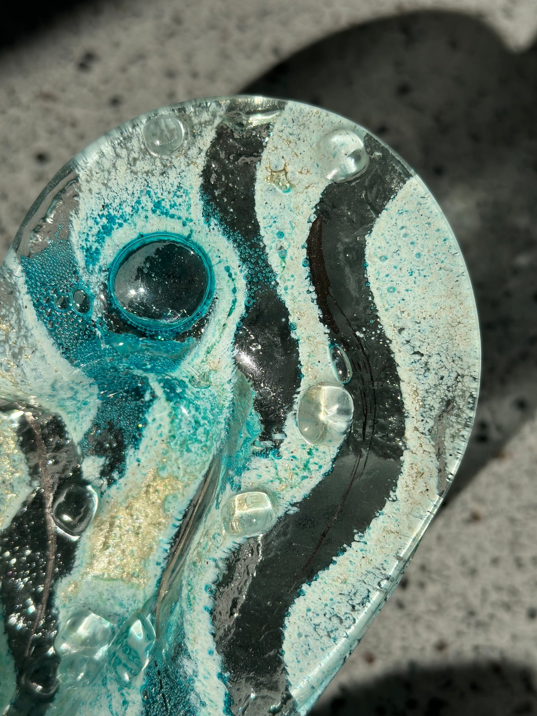 Crystal Aqua Heart Tealight Dish