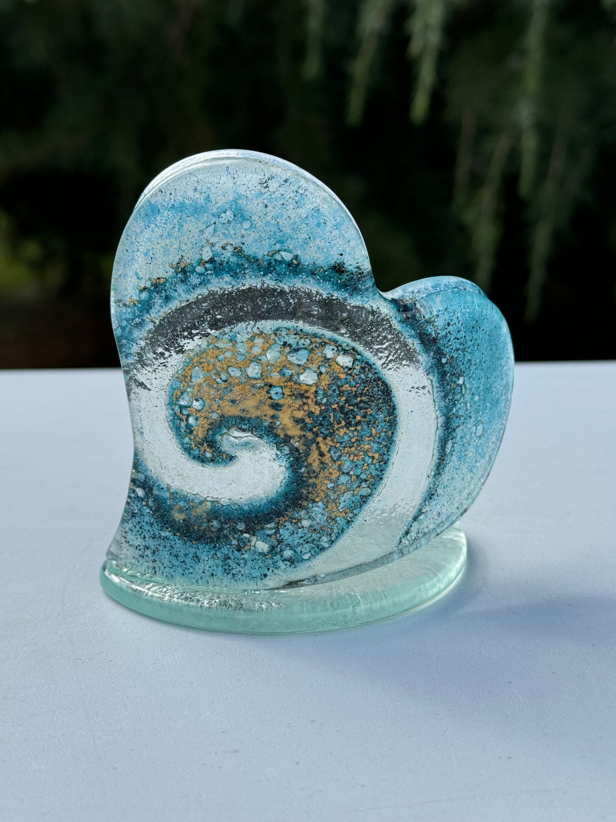 Blue & Gold Heart Shaped Tealight Holder