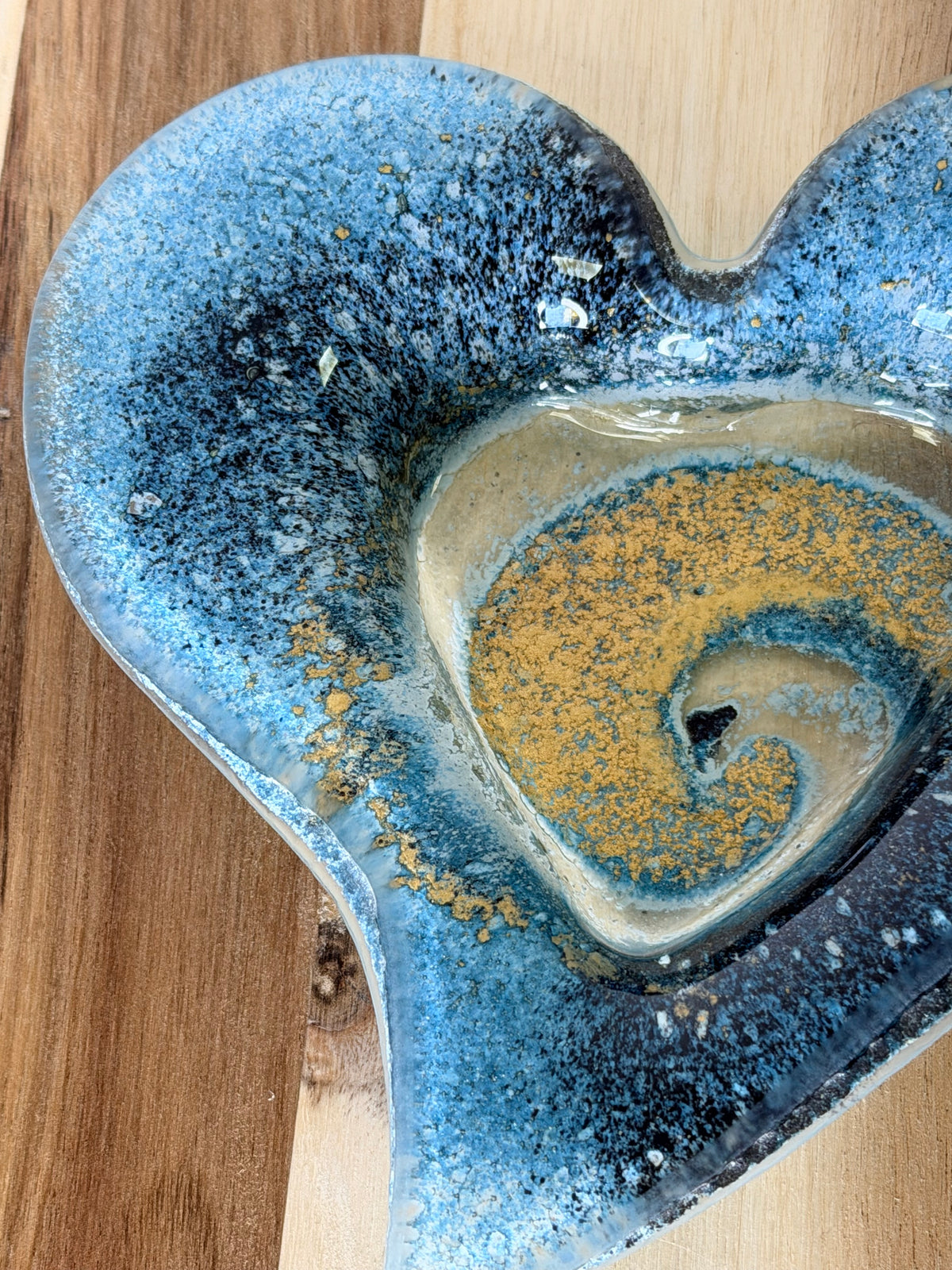 Blue & Gold Heart Tealight Dish