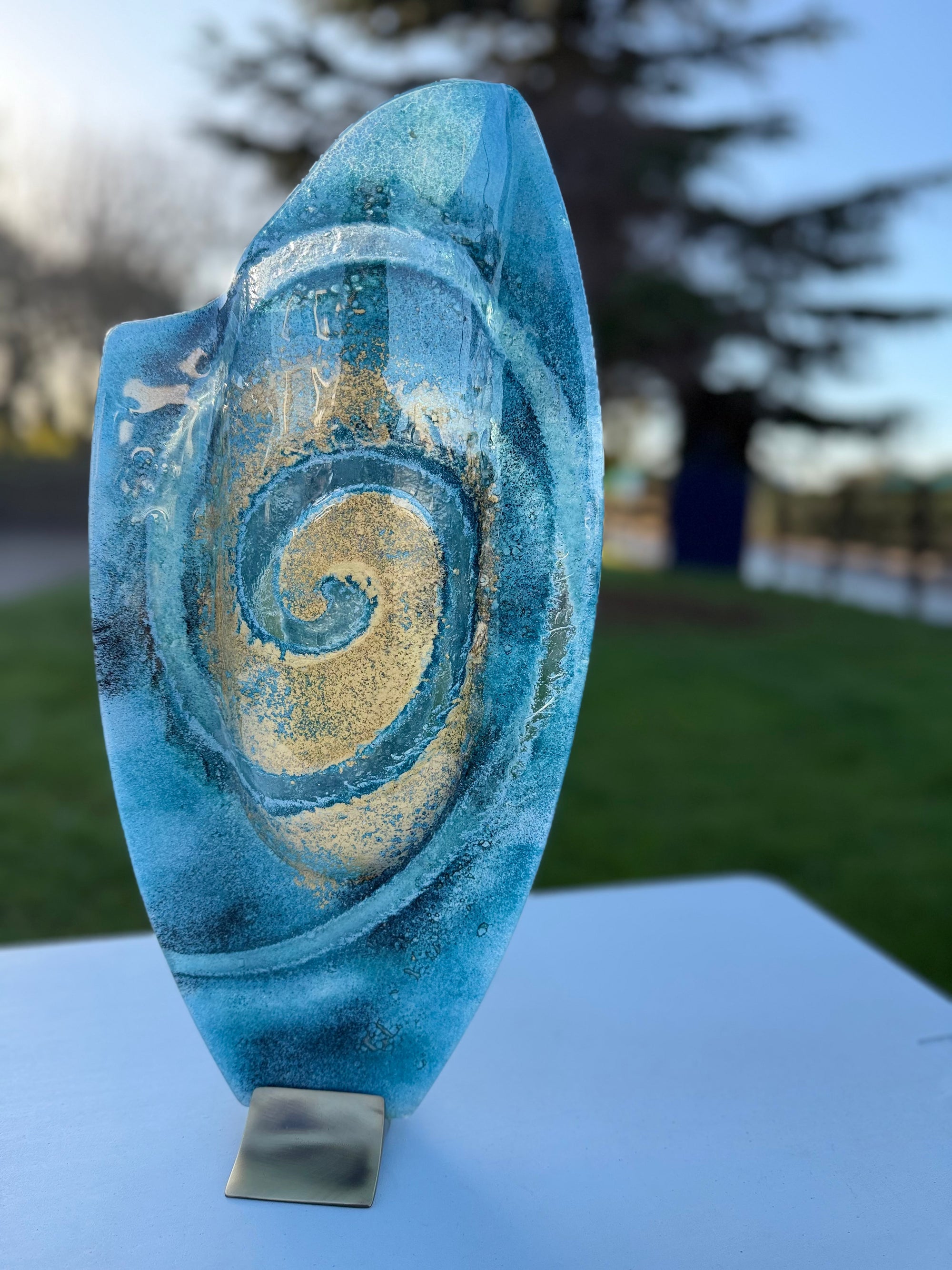 Blue & Gold Oval Vase