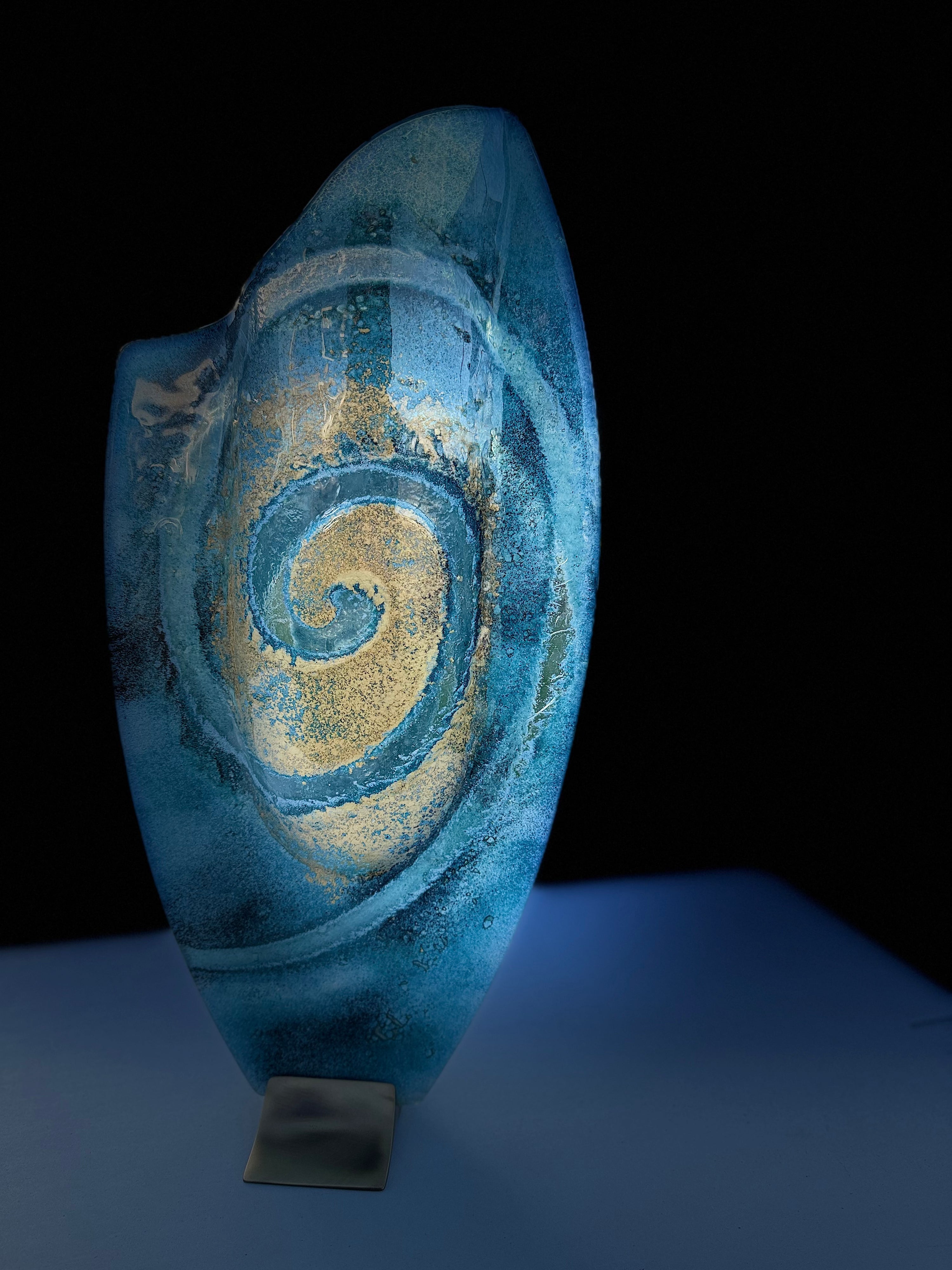 Blue & Gold Oval Vase