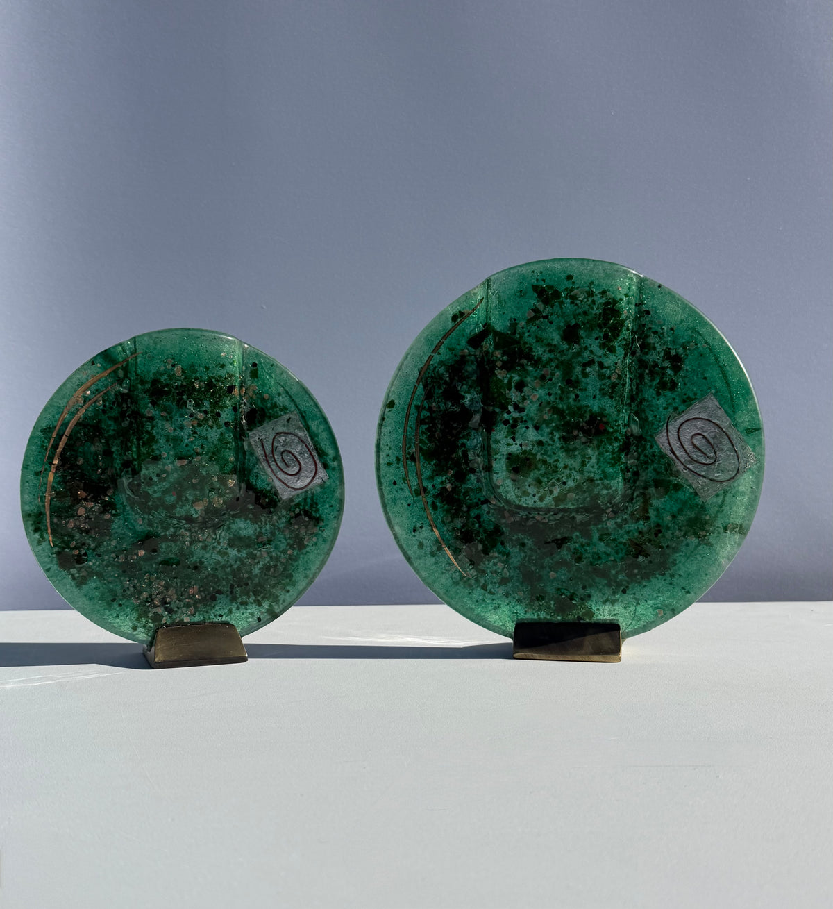 Dark Green & Gold Round Mini Vase