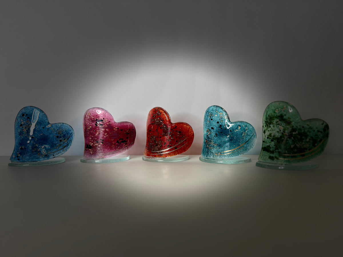 Red & Platinum Heart Shaped Tealight Holder