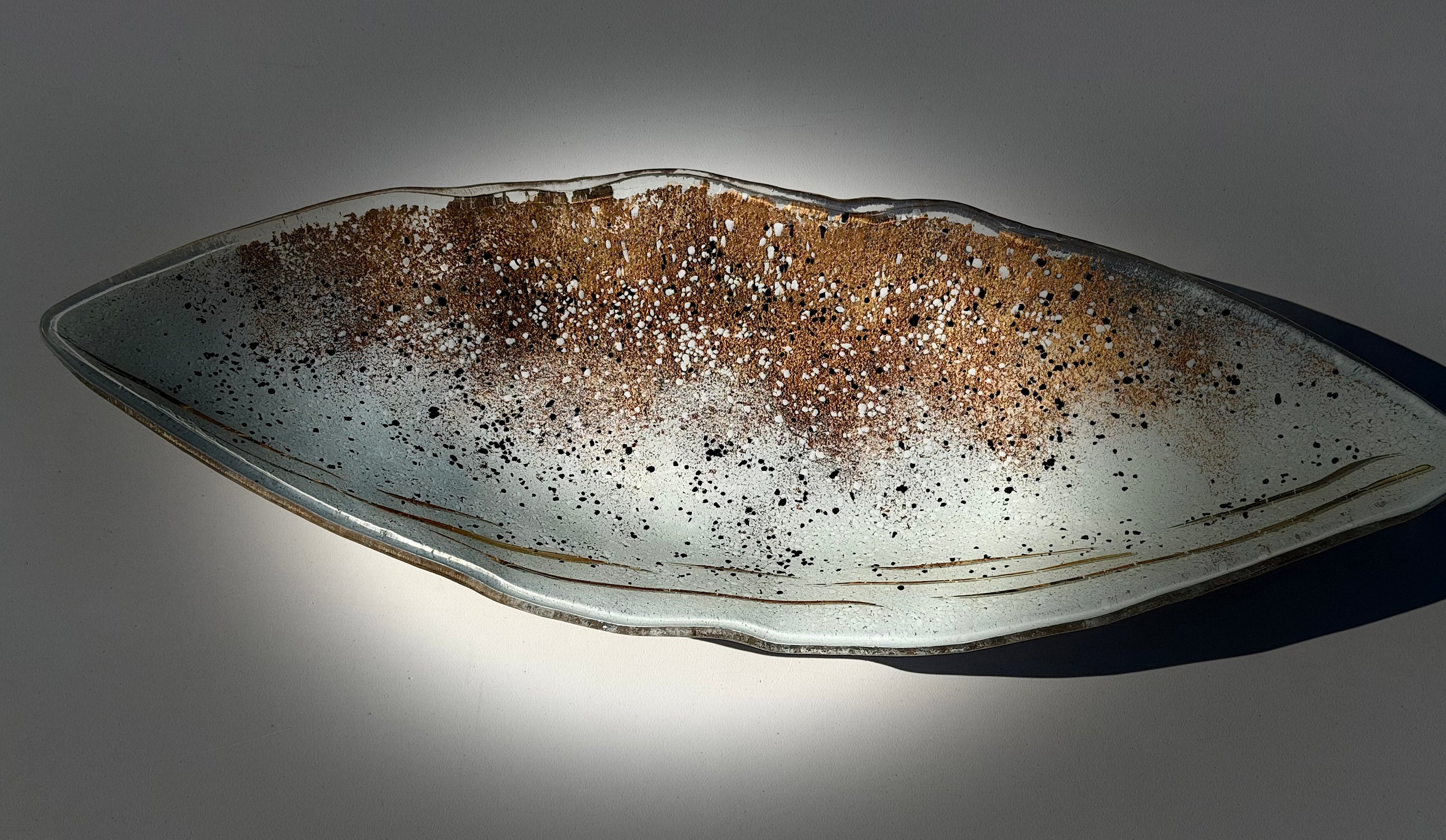 Golden Frost Fused Glass Oval Plate