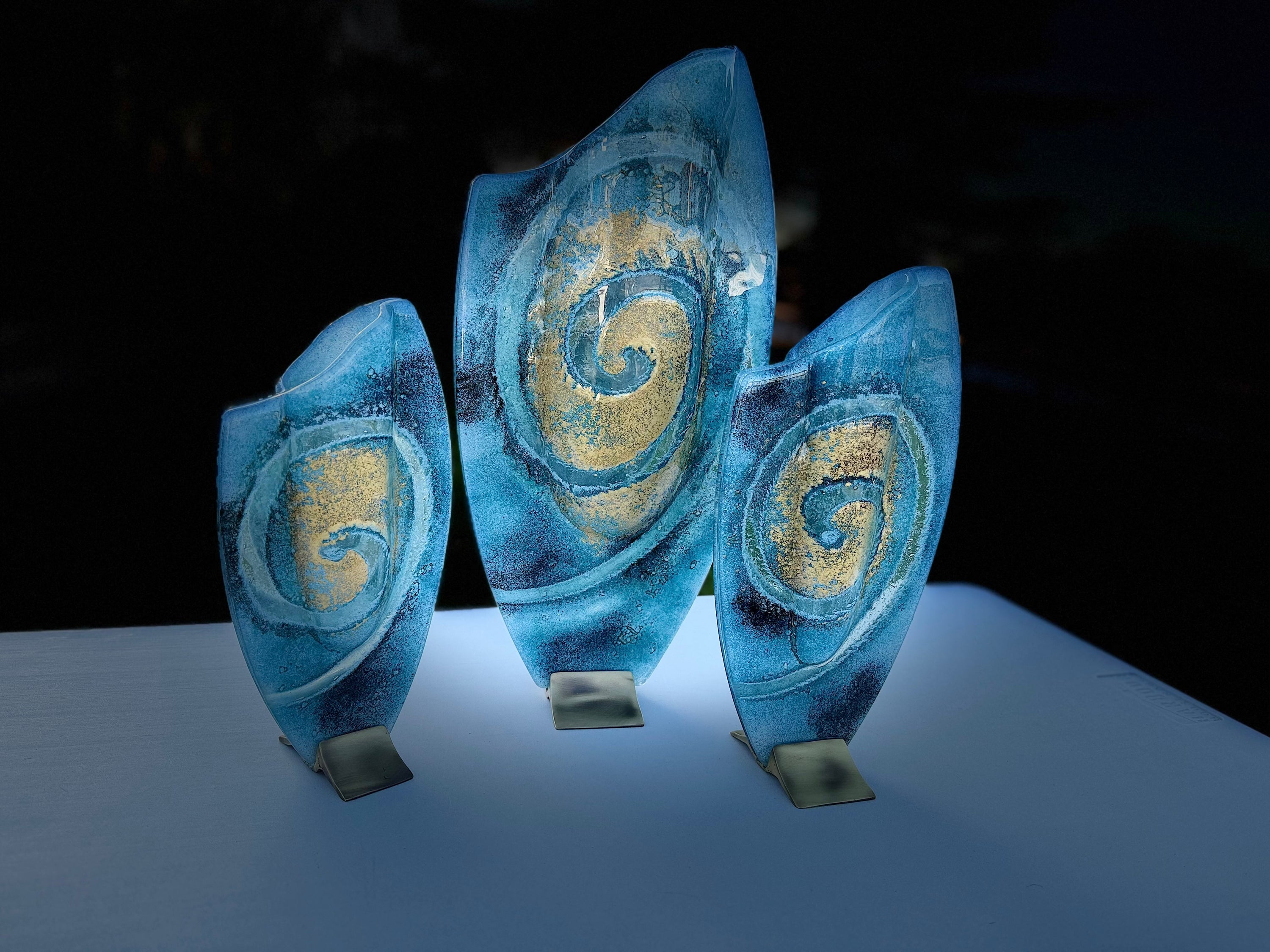 Blue & Gold Oval Vase