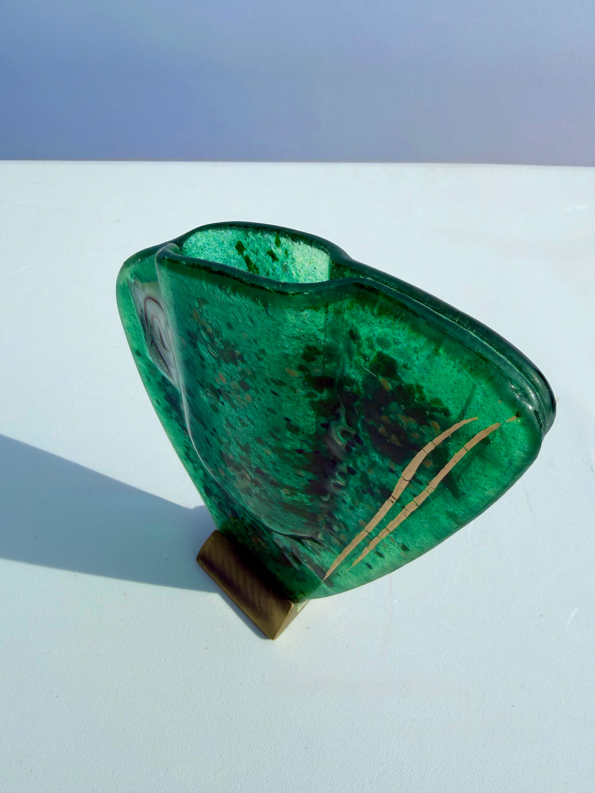 Dark Green & Gold Mini Oval Vase