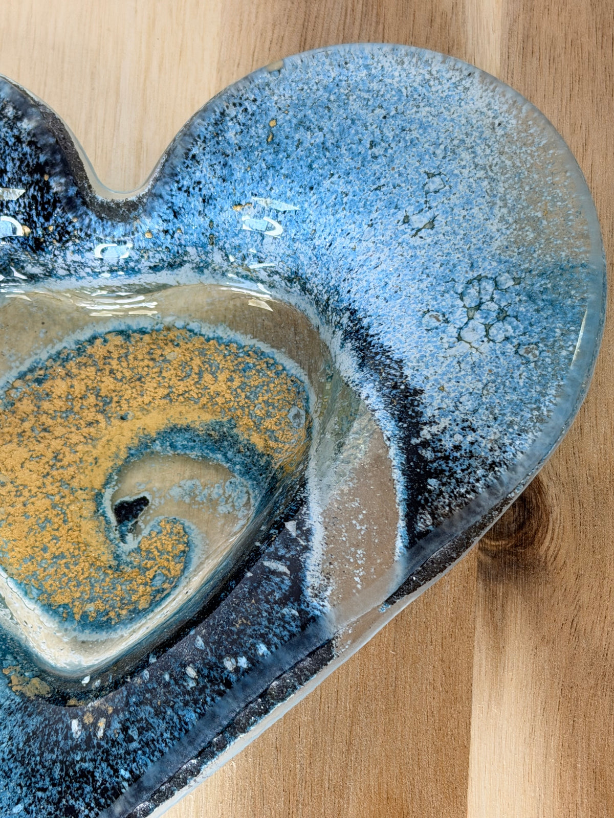 Blue & Gold Heart Tealight Dish