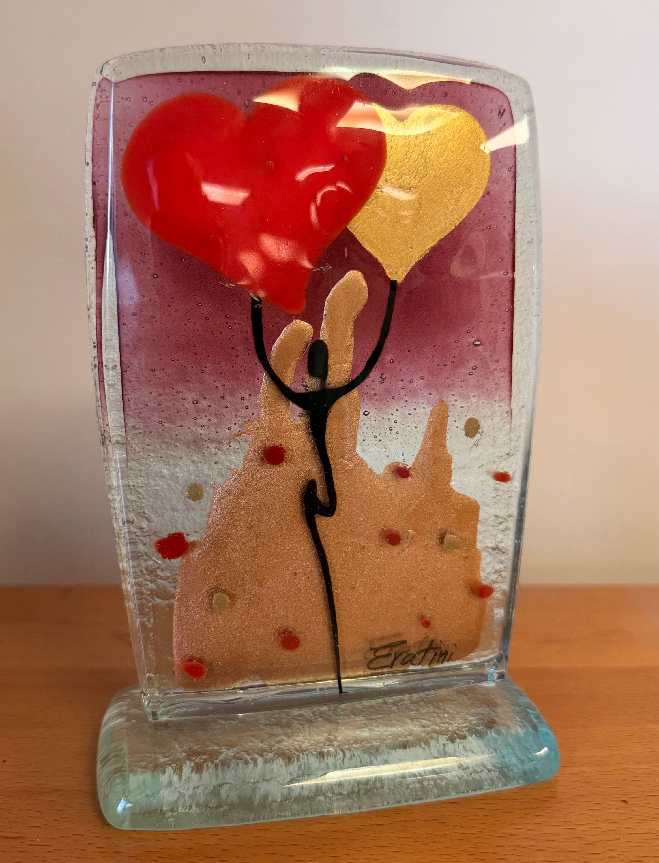 Purple Balloon Hearts Ornament - 10cm x 16cm