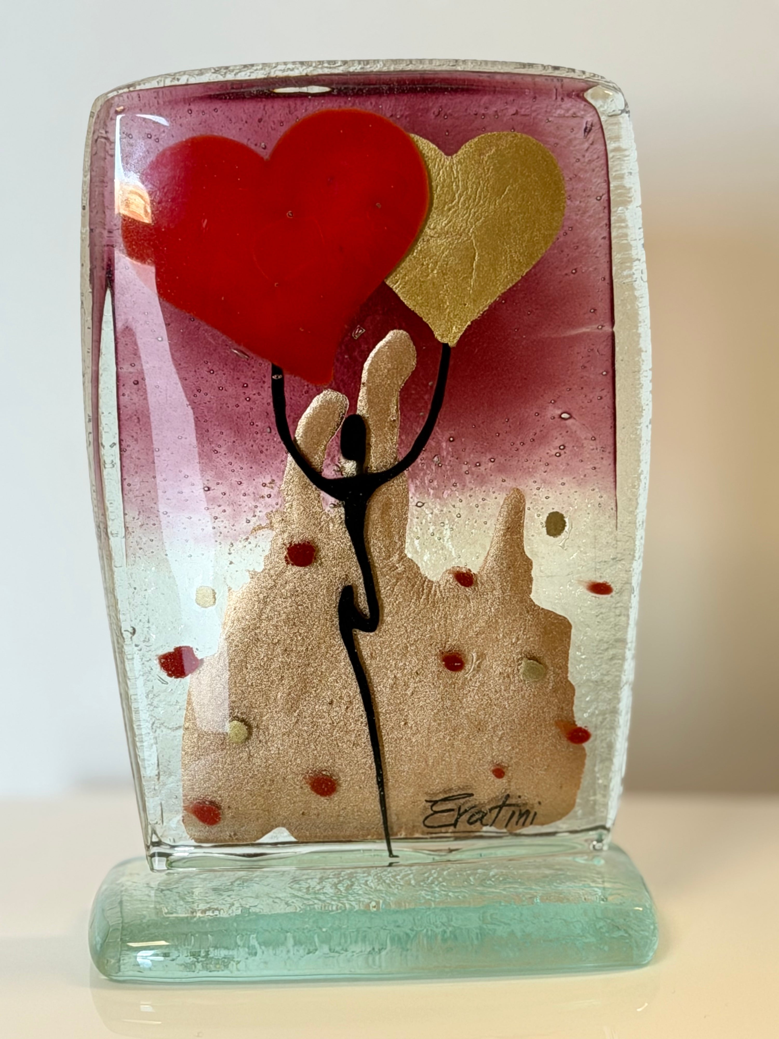 Purple Balloon Hearts Ornament - 10cm x 16cm