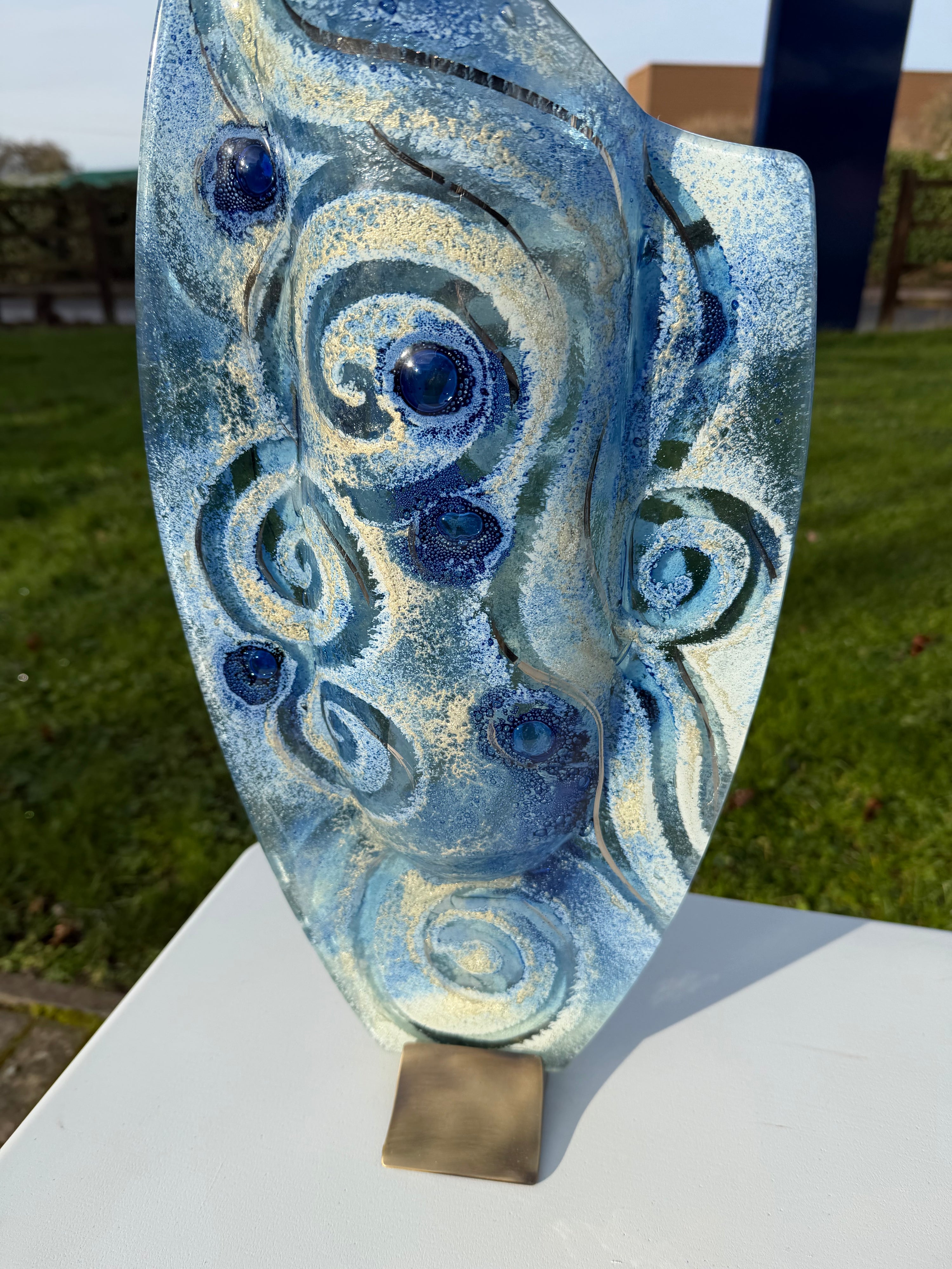 Crystal Blue Oval Vase