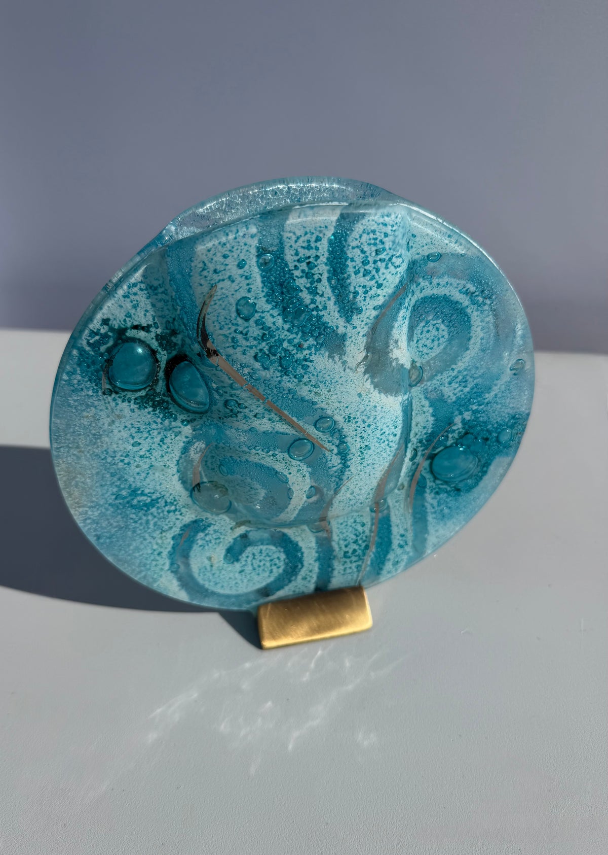 Crystal Aqua Round Mini Vase