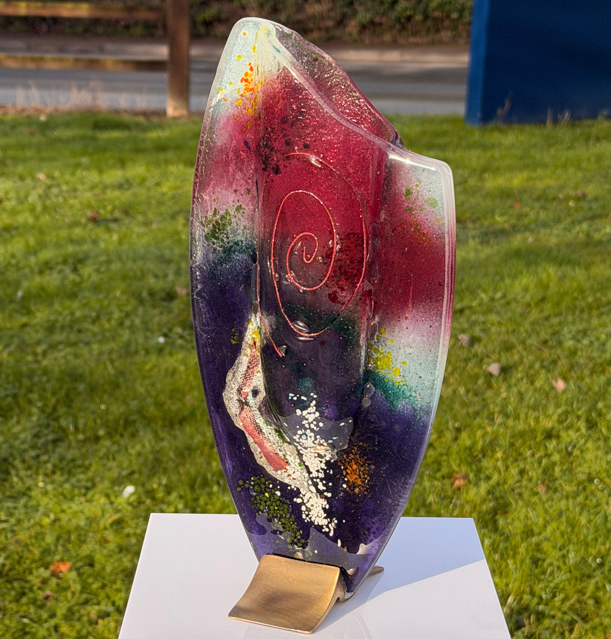 Tricolore Mauve Oval Vase