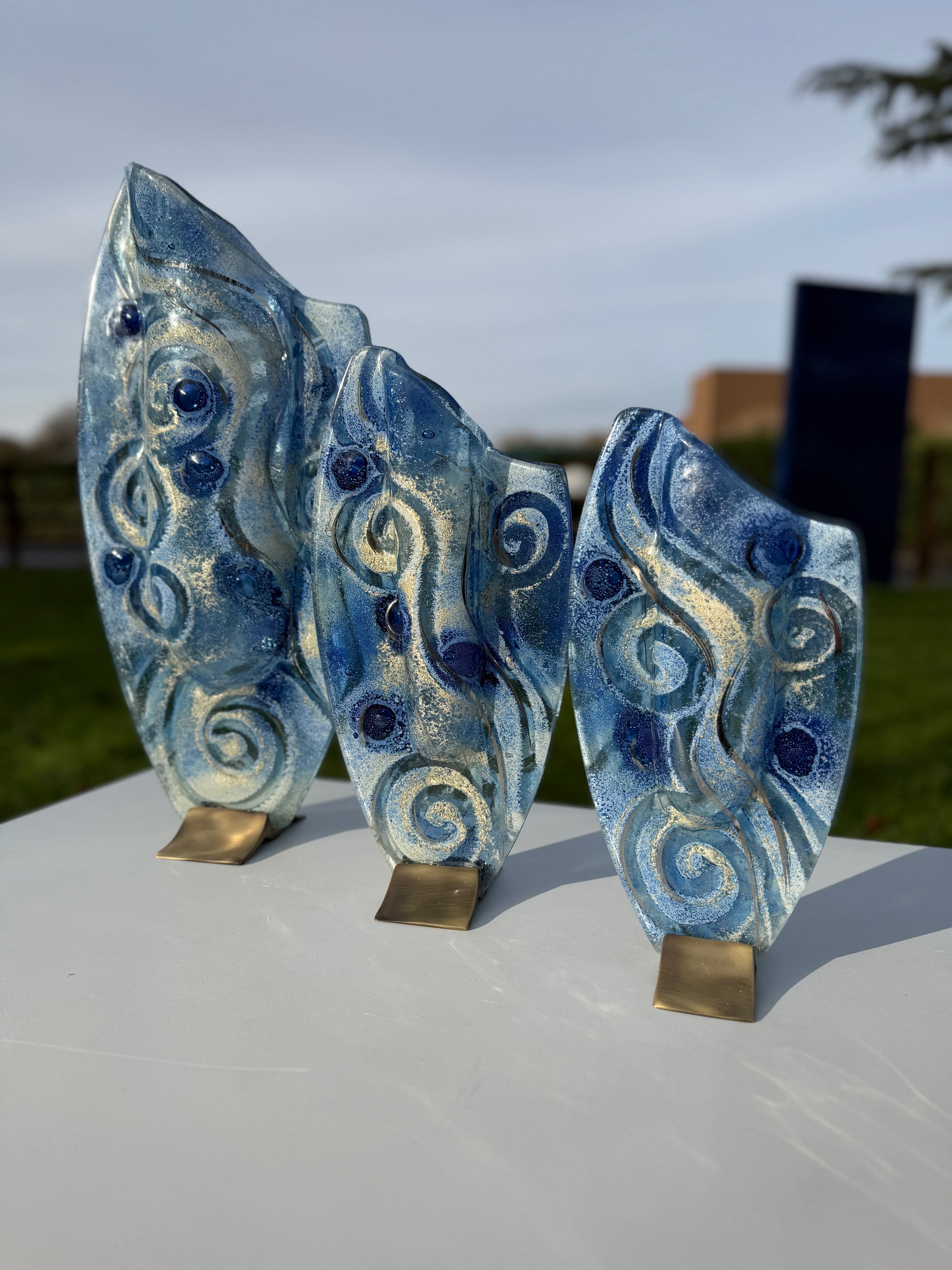 Crystal Blue Oval Vase