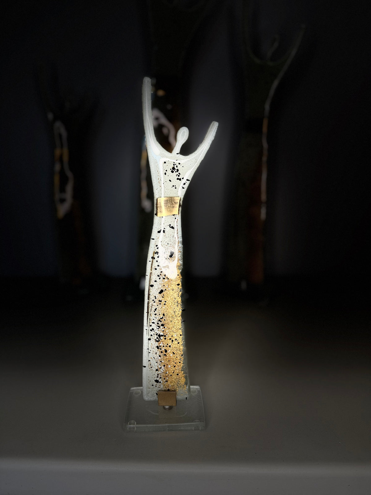 Fused Glass Statue - Golden Frost