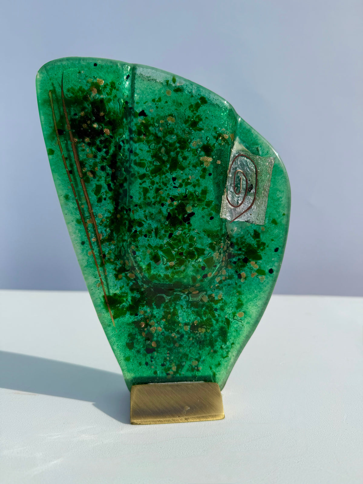Dark Green & Gold Mini Oval Vase