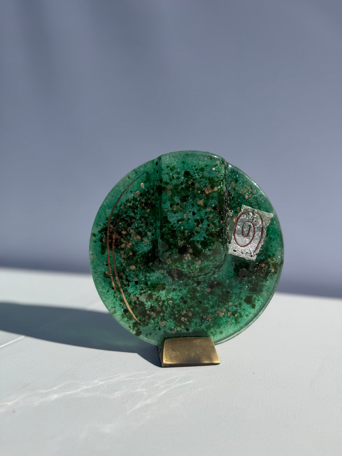 Dark Green & Gold Round Mini Vase