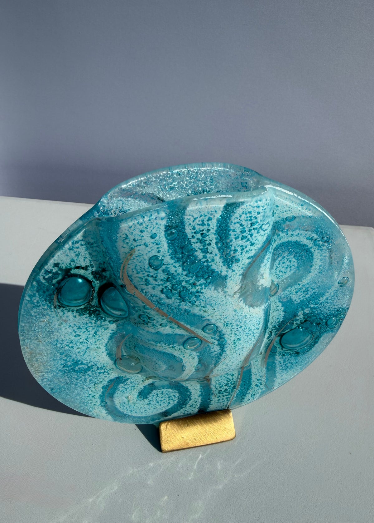 Crystal Aqua Round Mini Vase