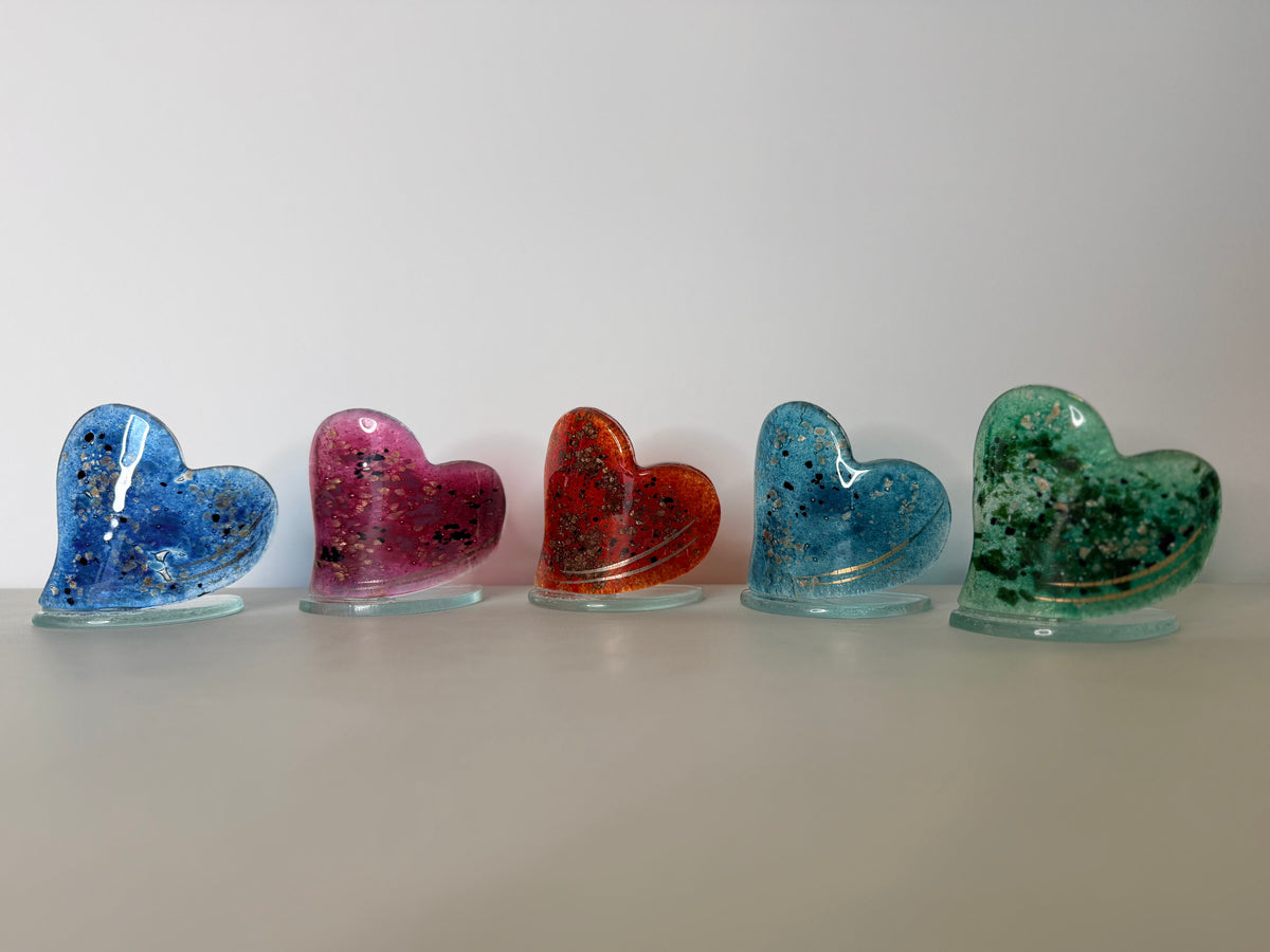 Red & Platinum Heart Shaped Tealight Holder