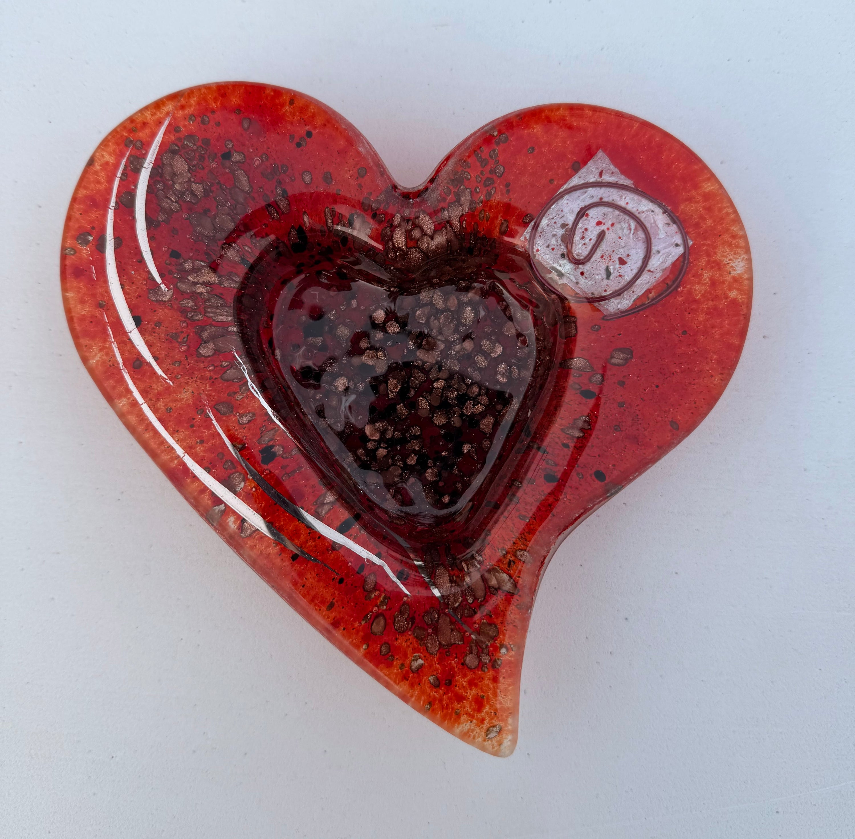 Red & Platinum Heart Tealight Dish