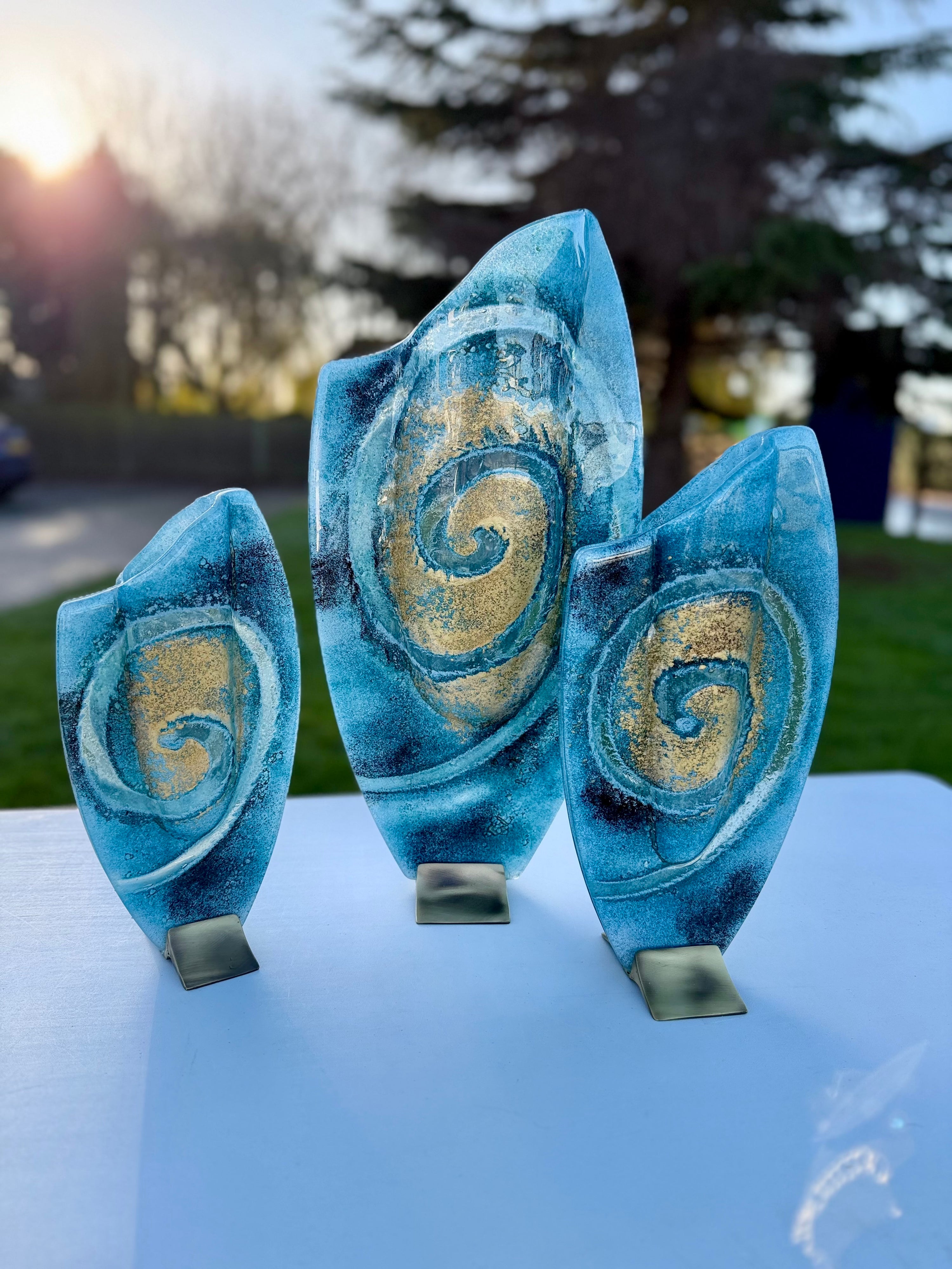 Blue & Gold Oval Vase