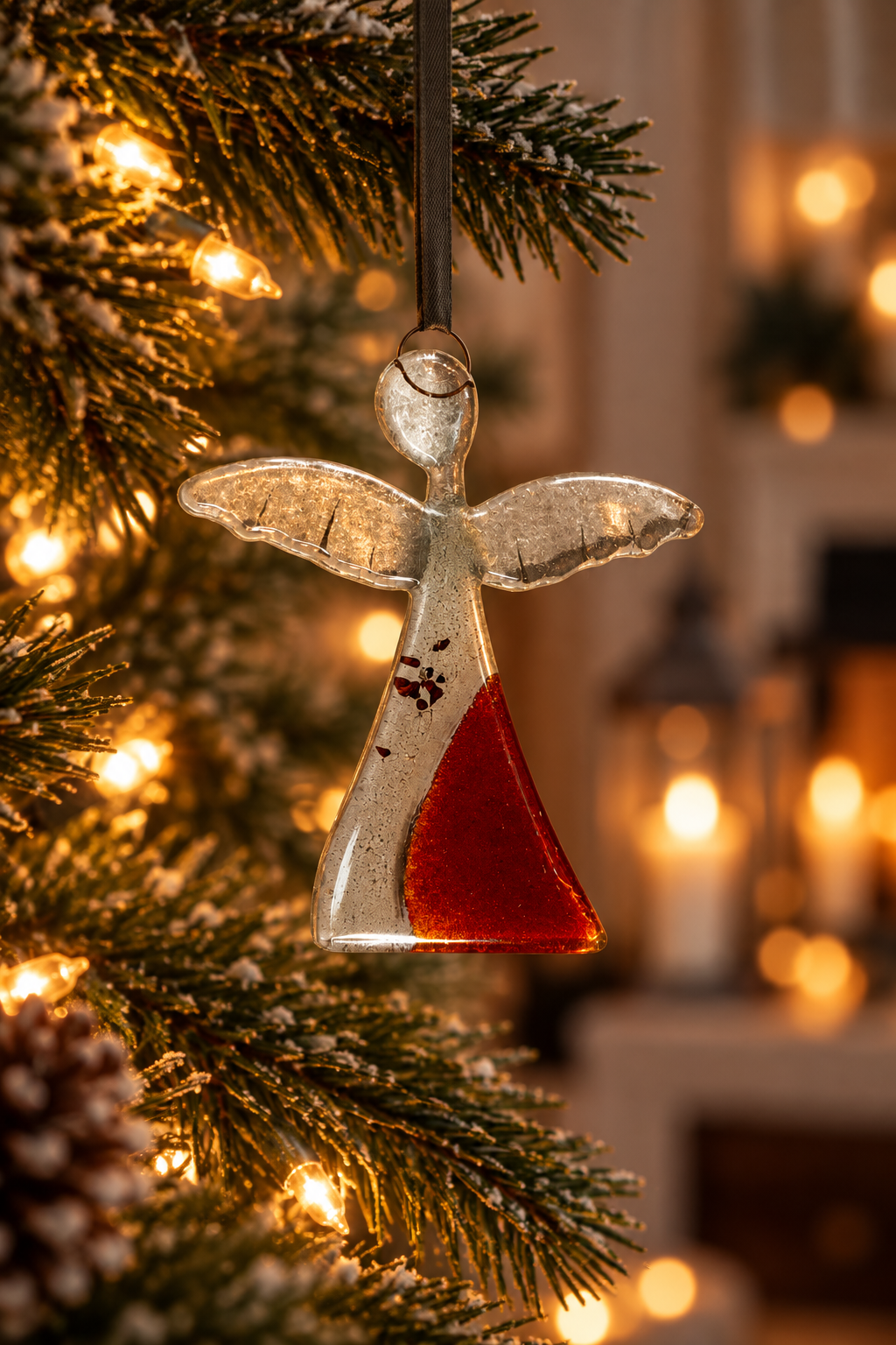 Red, White & Platinum Hanging Angel