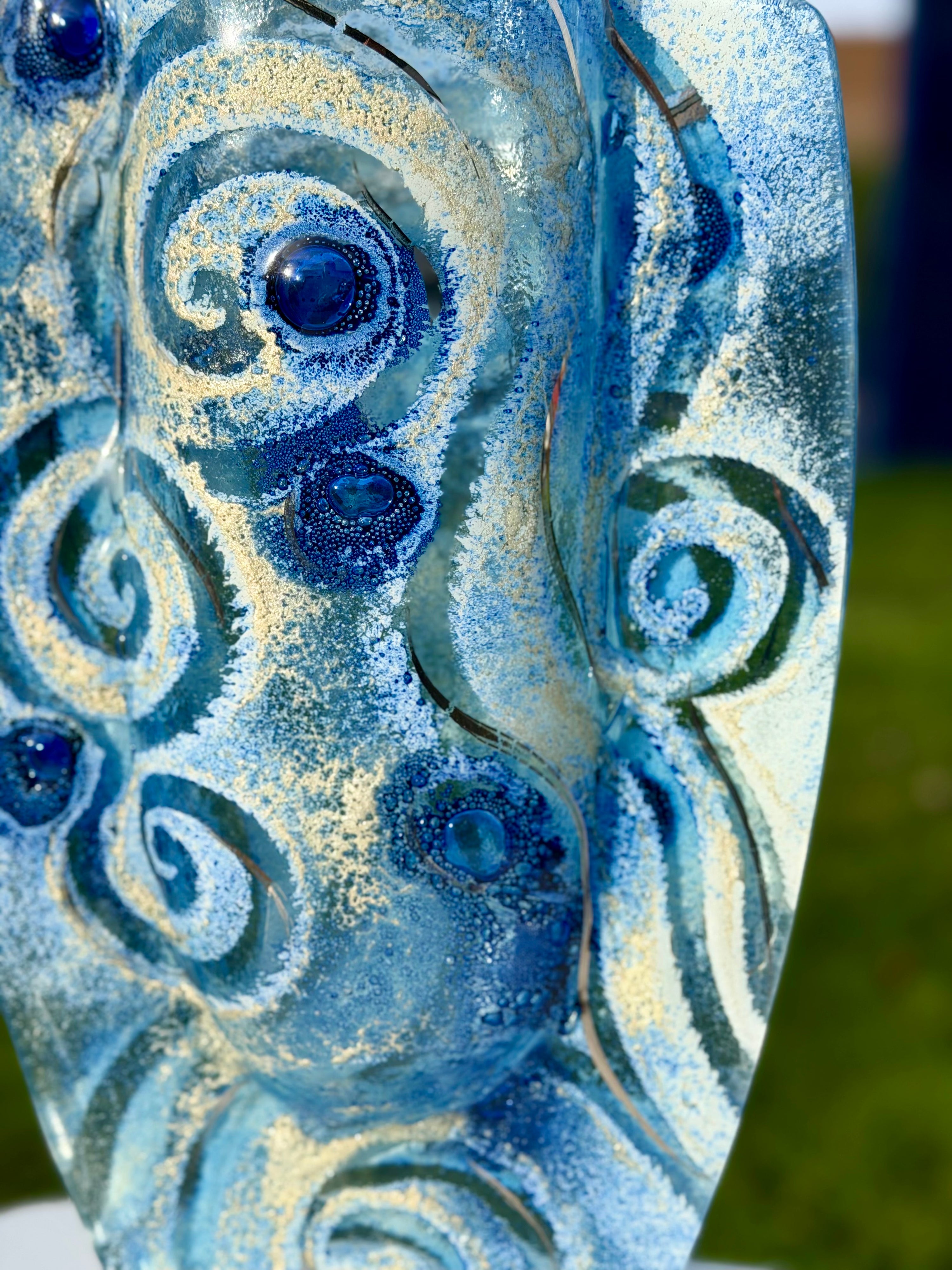 Crystal Blue Oval Vase