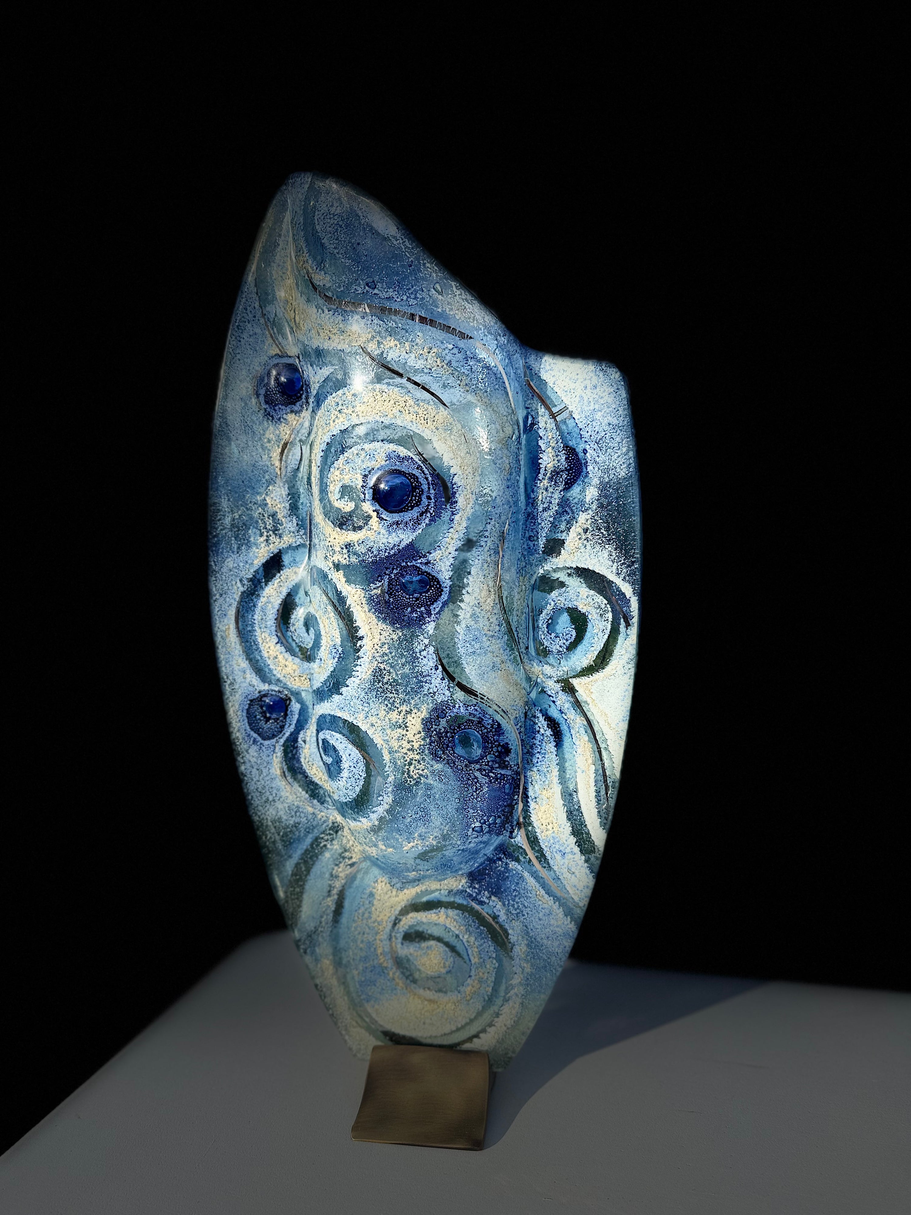 Crystal Blue Oval Vase